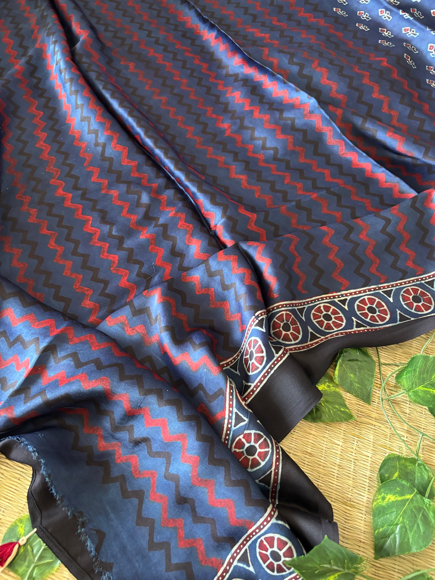 Ajrakh Modal Silk Saree