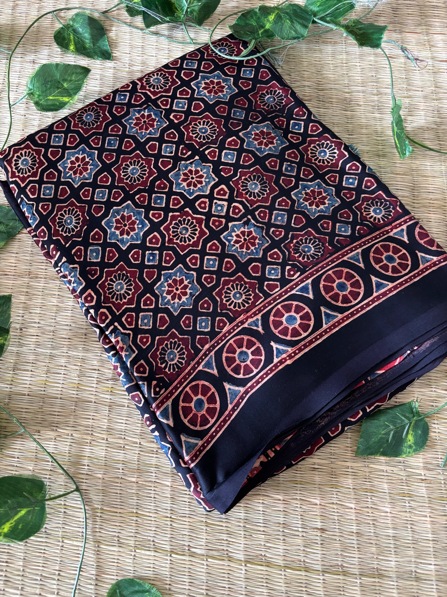 Ajrakh Modal Silk Saree