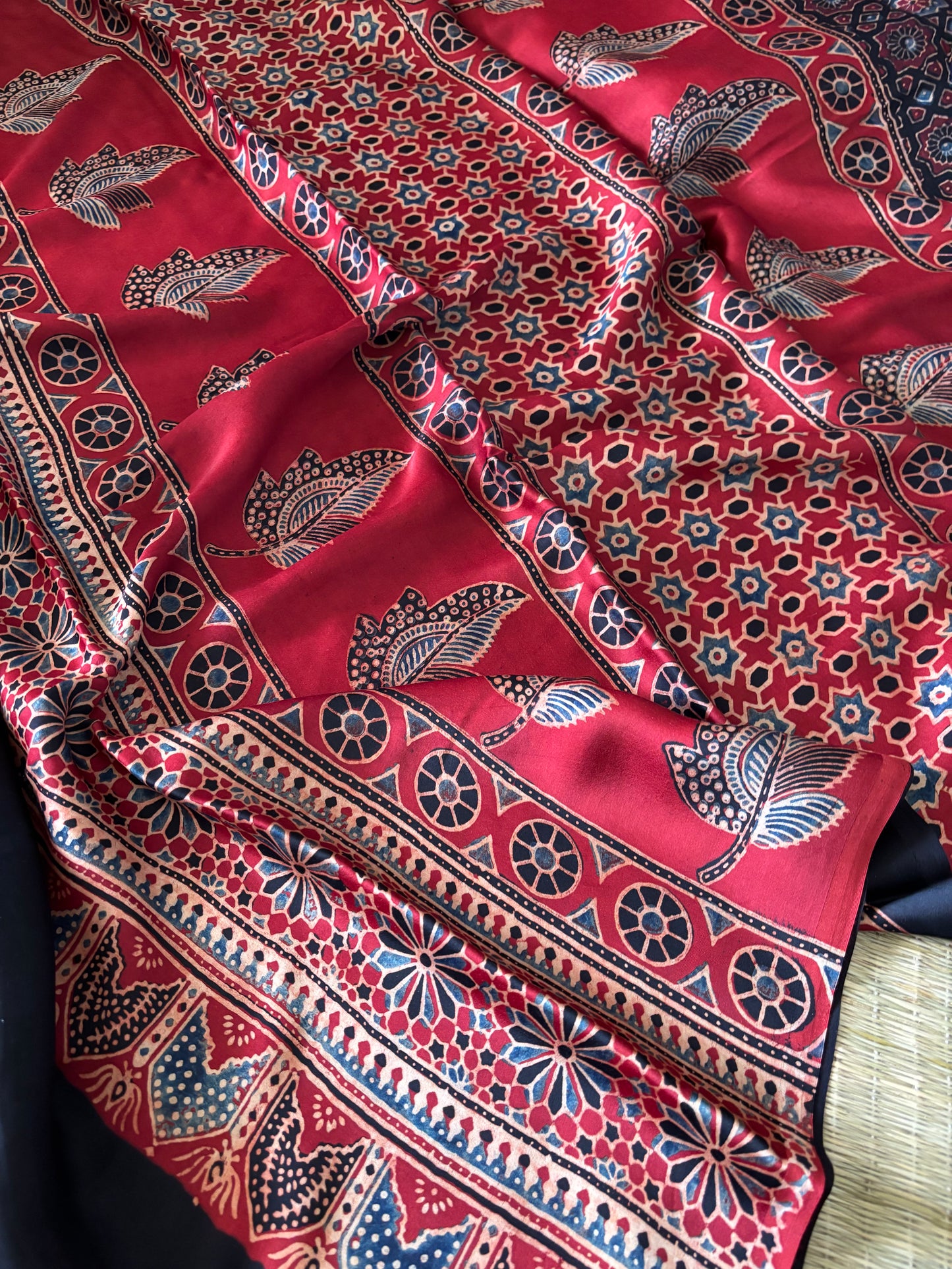 Ajrakh Modal Silk Saree