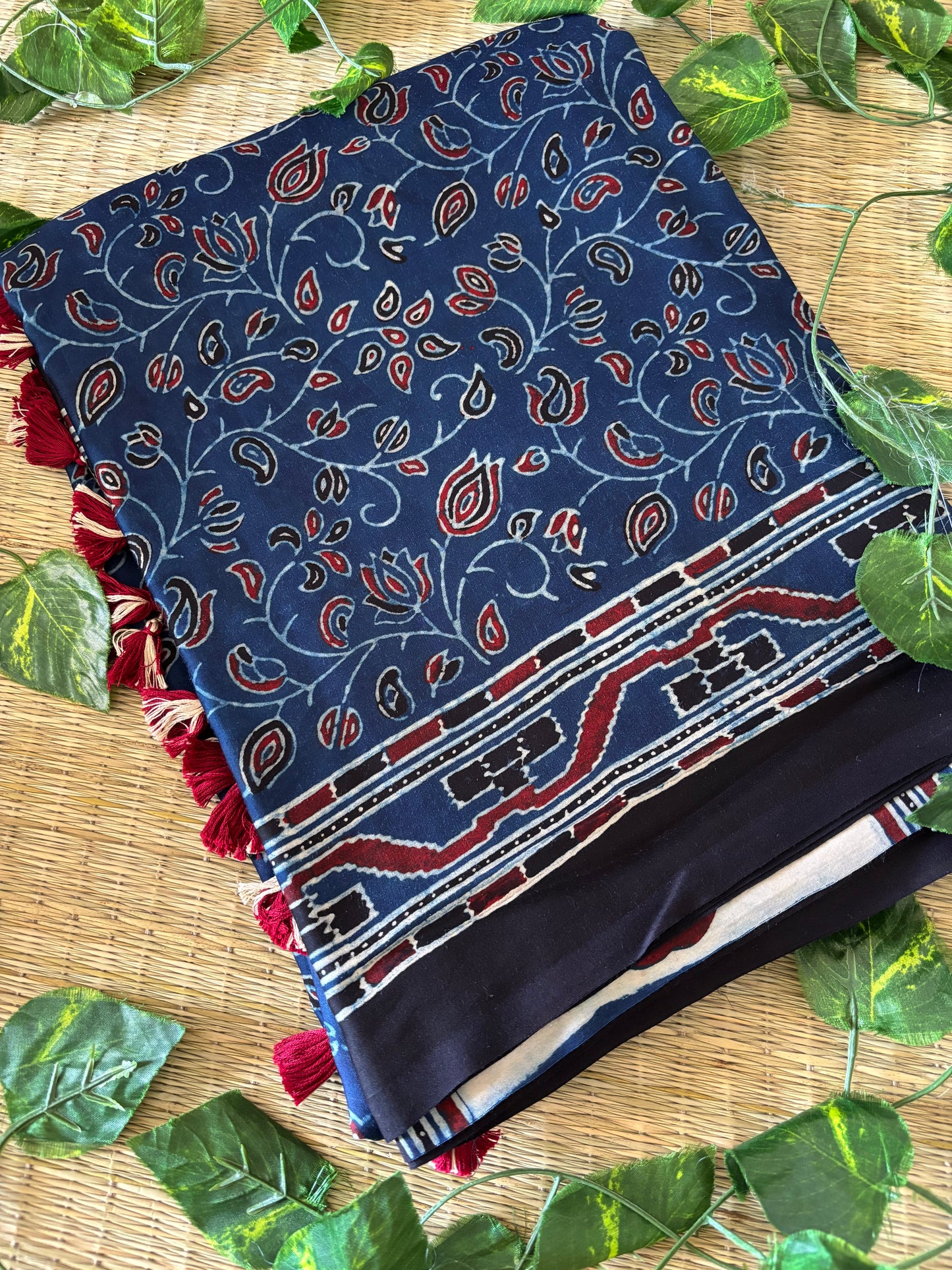 Ajrakh Modal Silk Saree