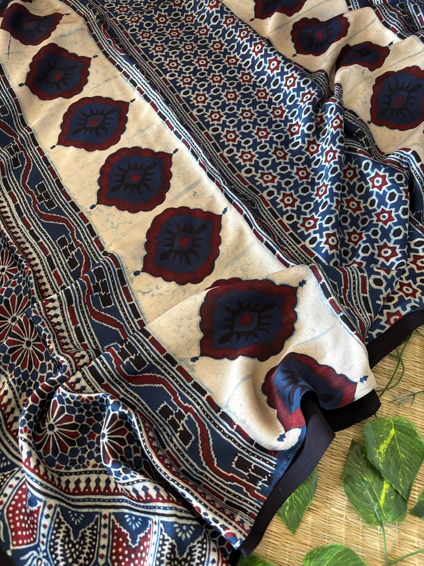 Ajrakh Modal Silk Saree