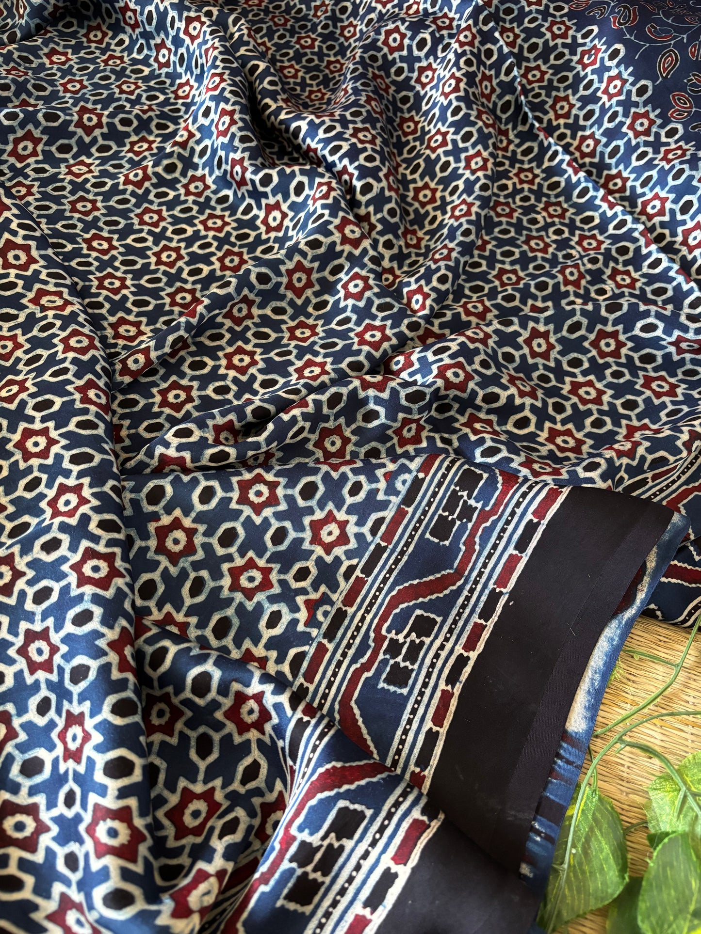 Ajrakh Modal Silk Saree