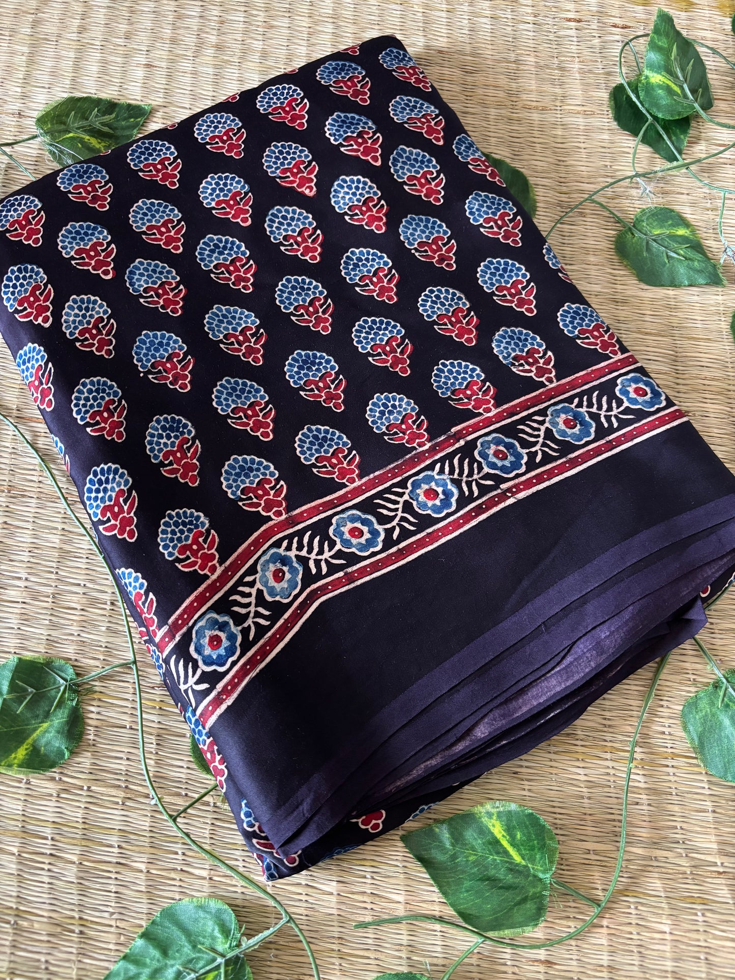 Ajrakh Modal Silk Saree