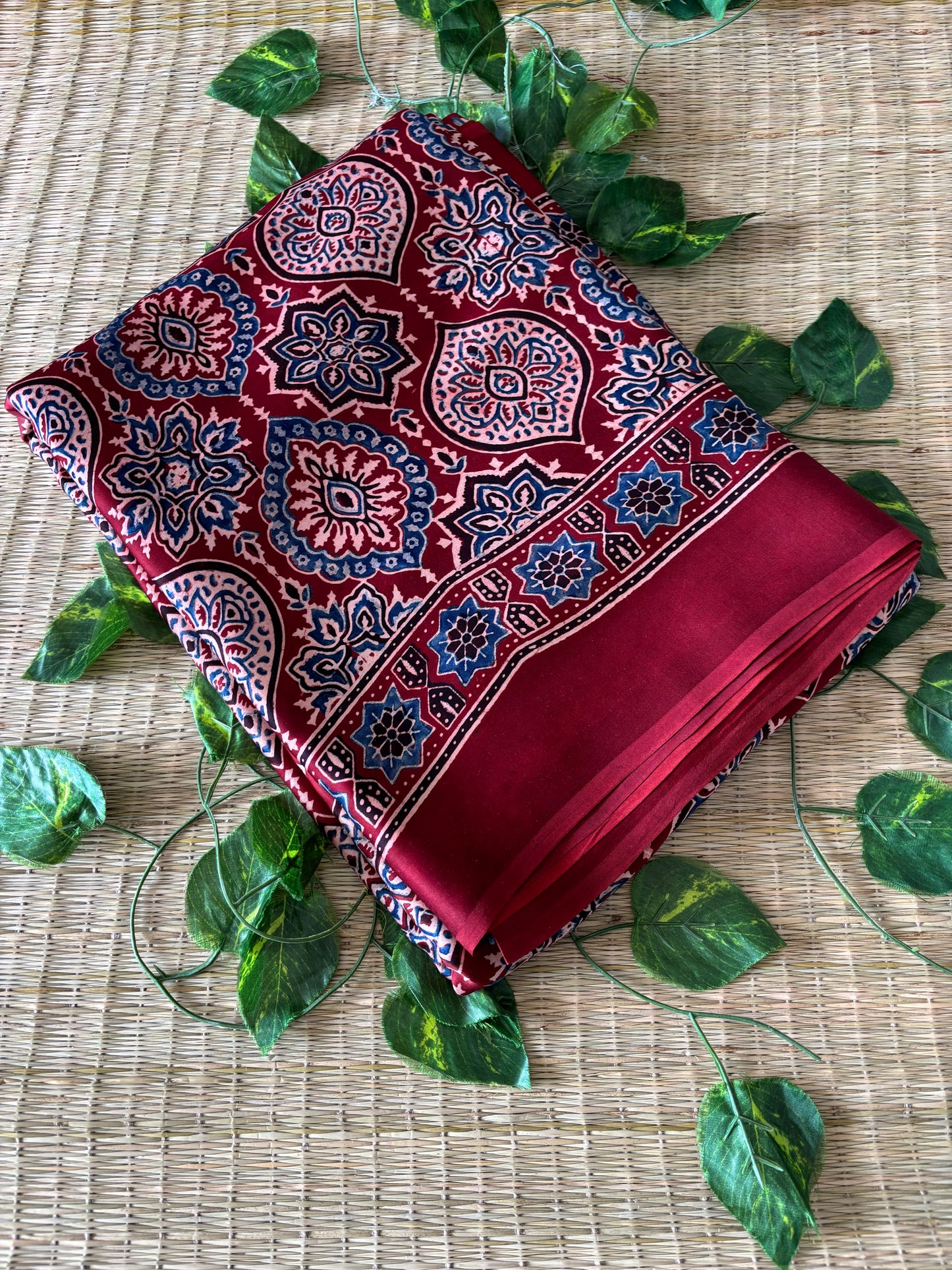 Ajrakh Modal Silk Saree