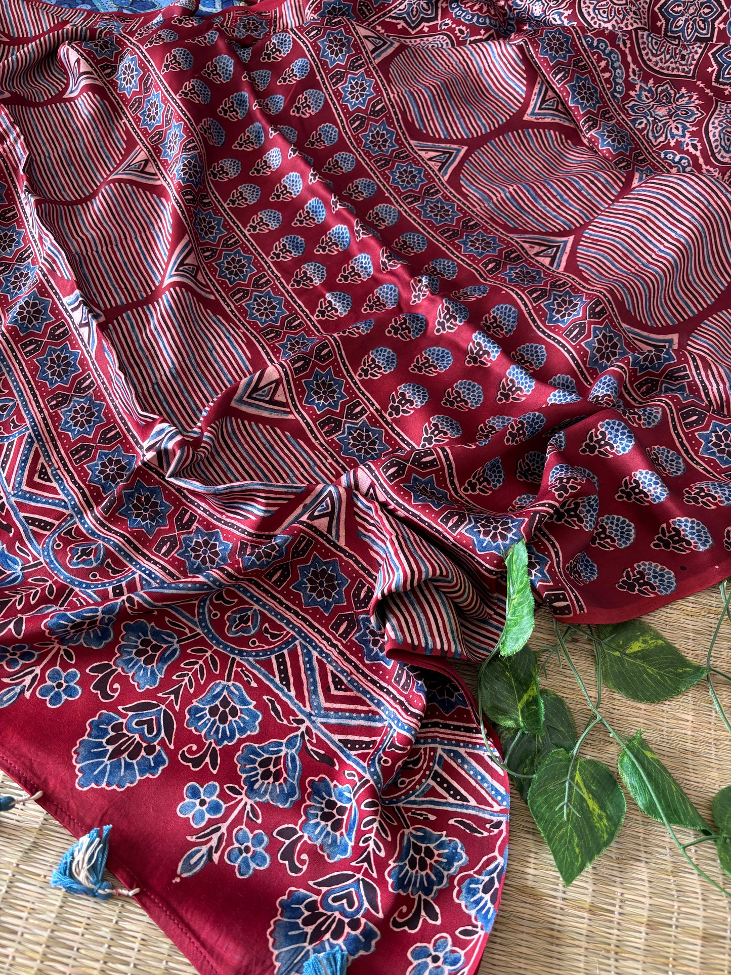 Ajrakh Modal Silk Saree