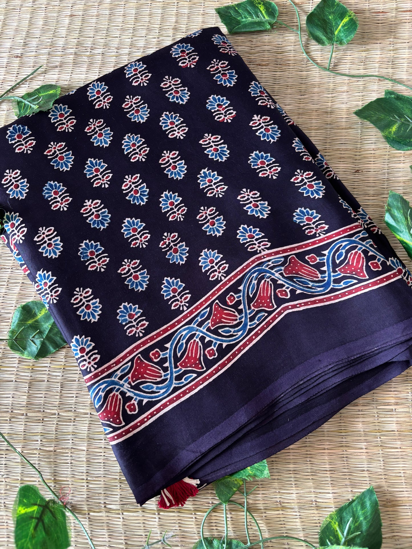 Ajrakh Modal Silk Saree