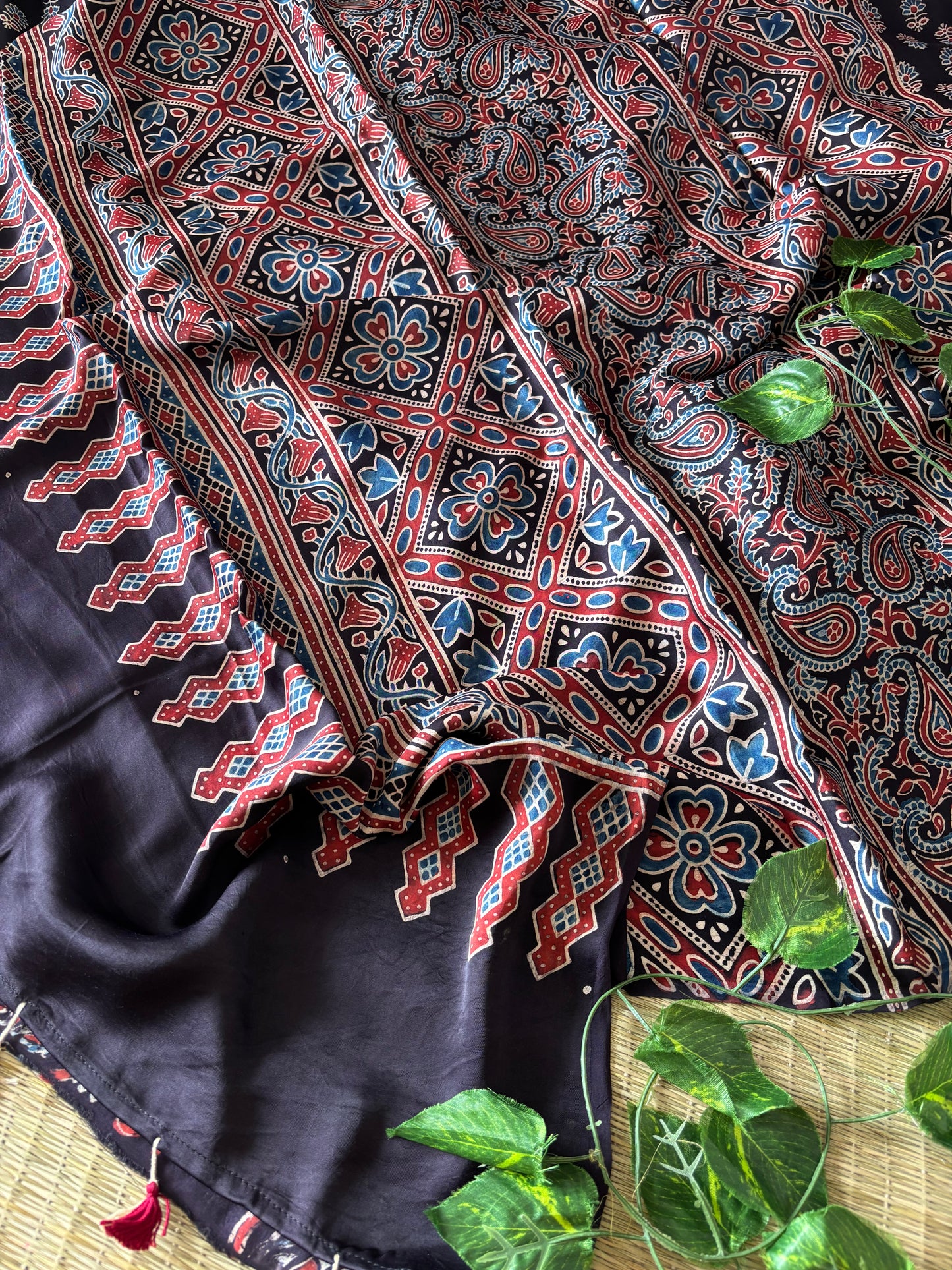 Ajrakh Modal Silk Saree