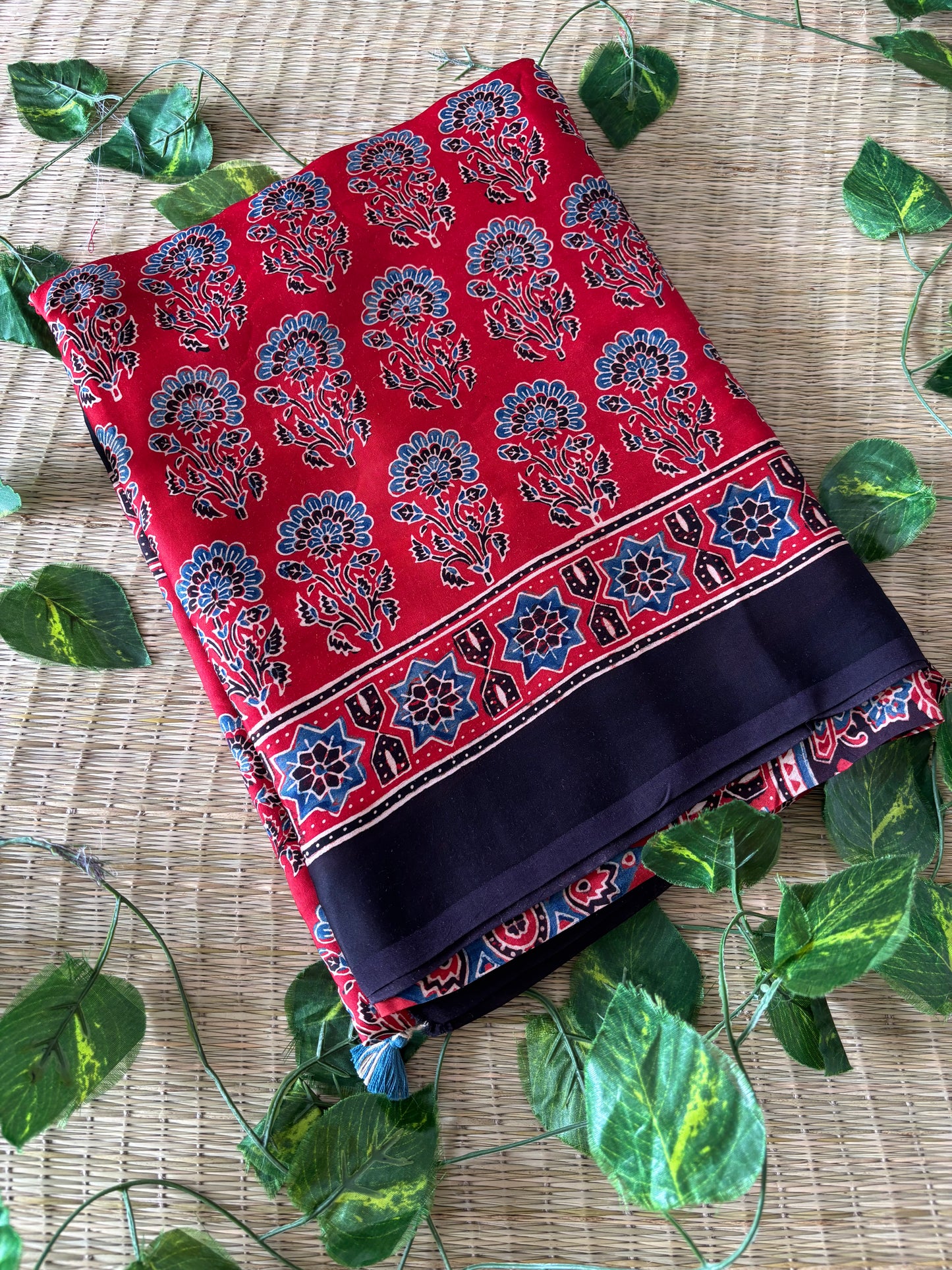 Ajrakh Modal Silk Saree