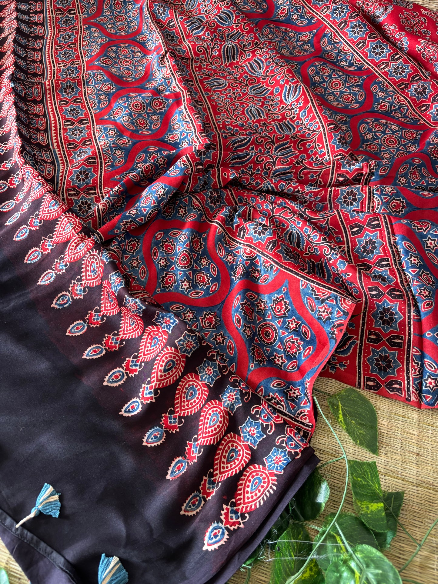Ajrakh Modal Silk Saree