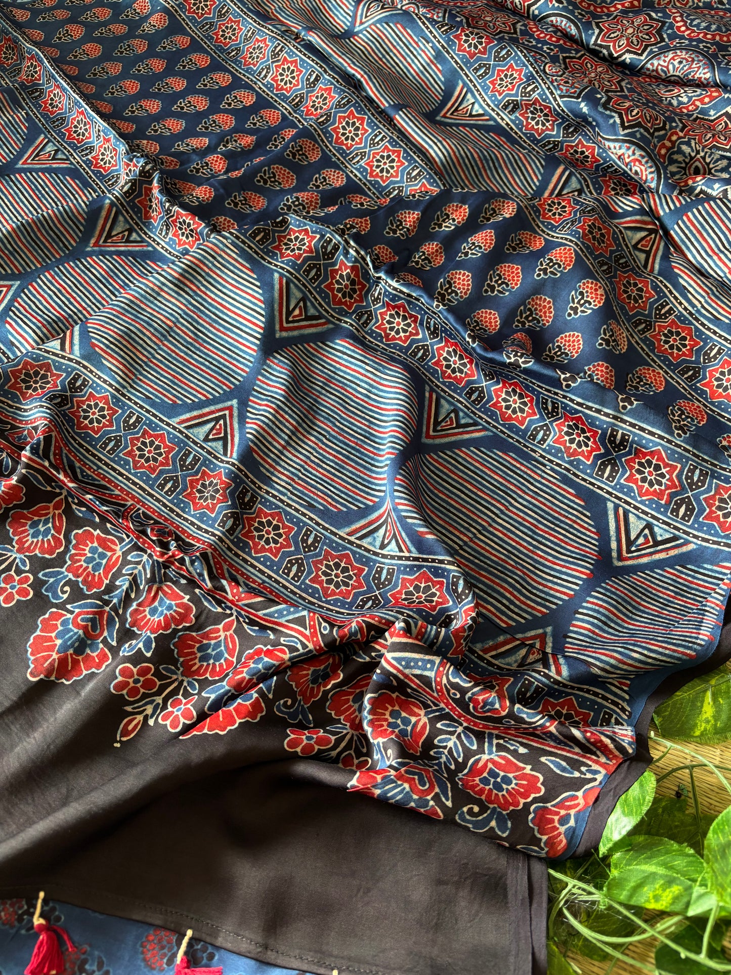 Ajrakh Modal Silk Saree