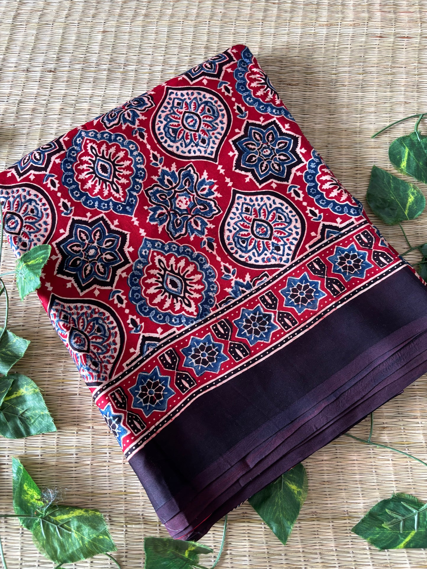 Ajrakh Modal Silk Saree