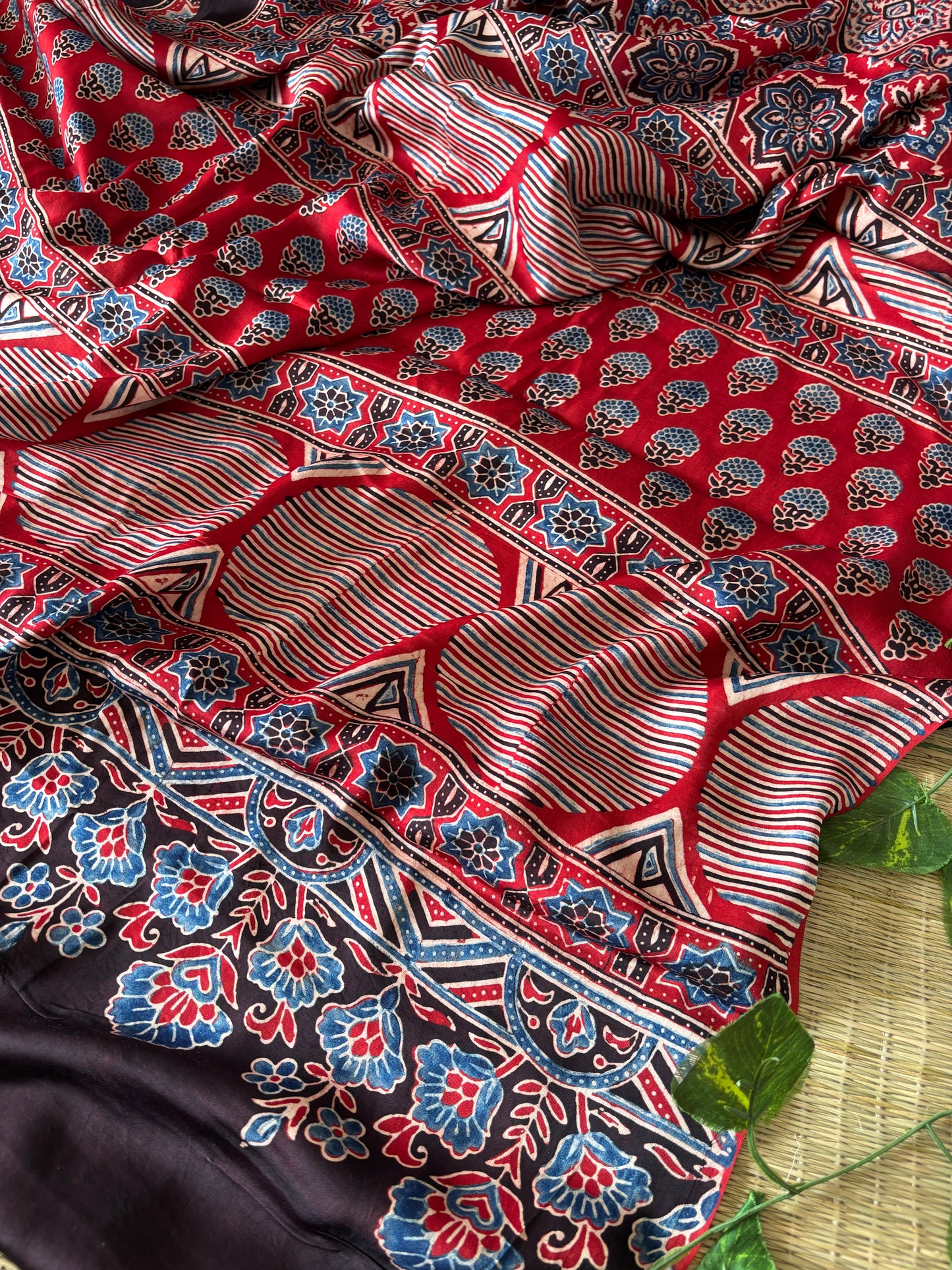 Ajrakh Modal Silk Saree