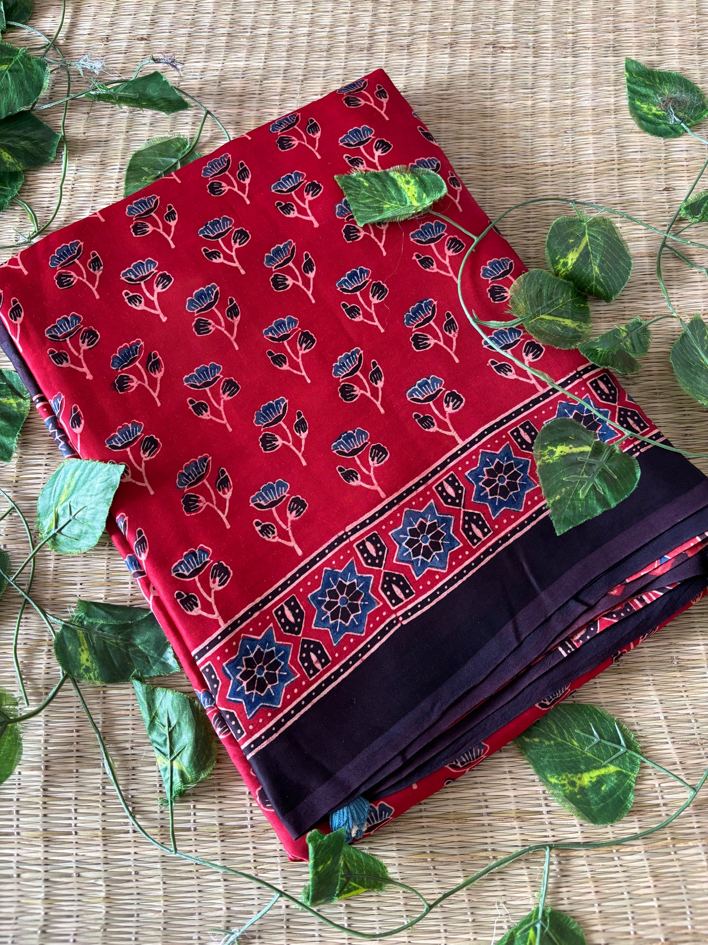 Ajrakh Modal Silk Saree