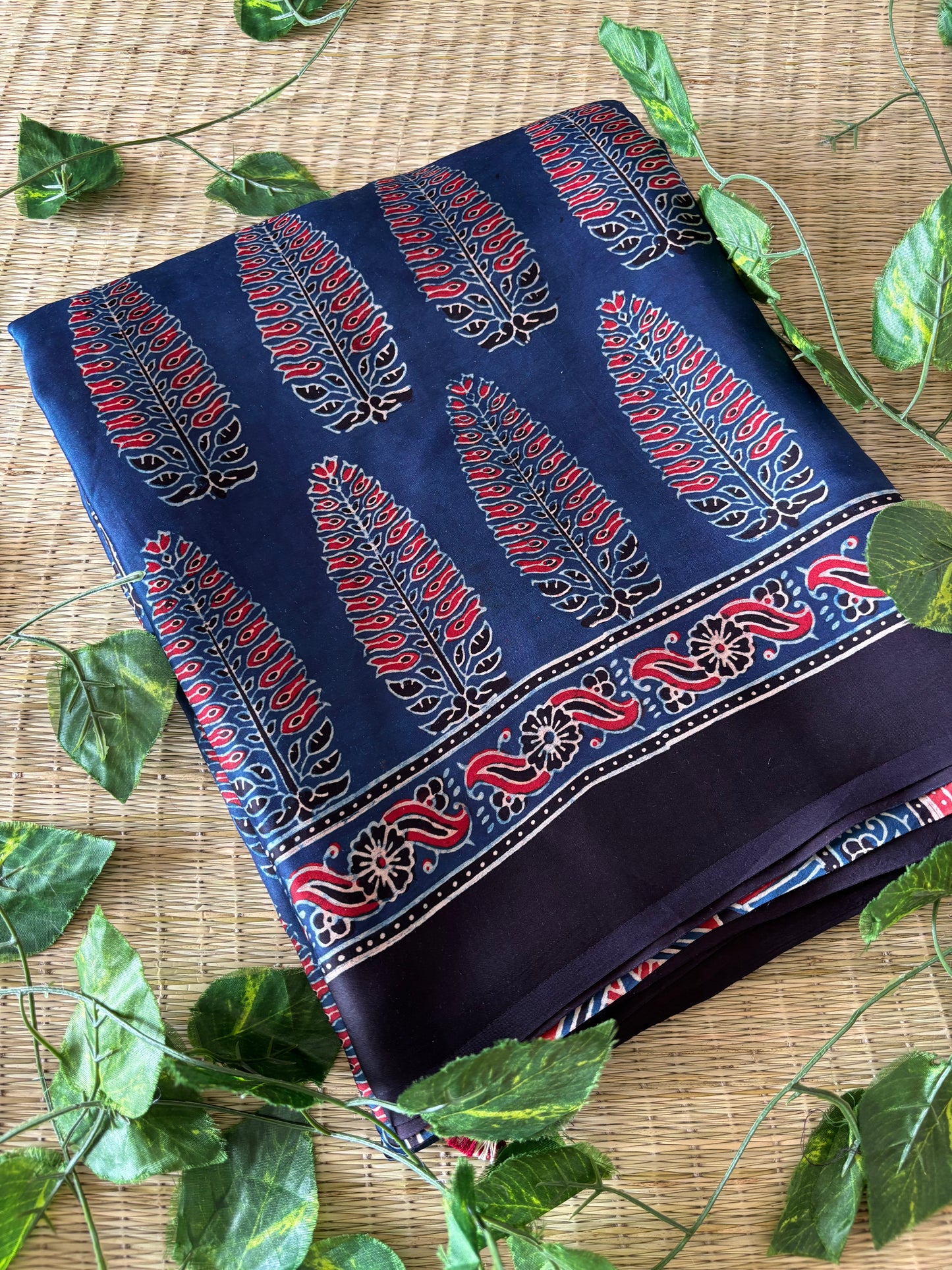 Ajrakh Modal Silk Saree