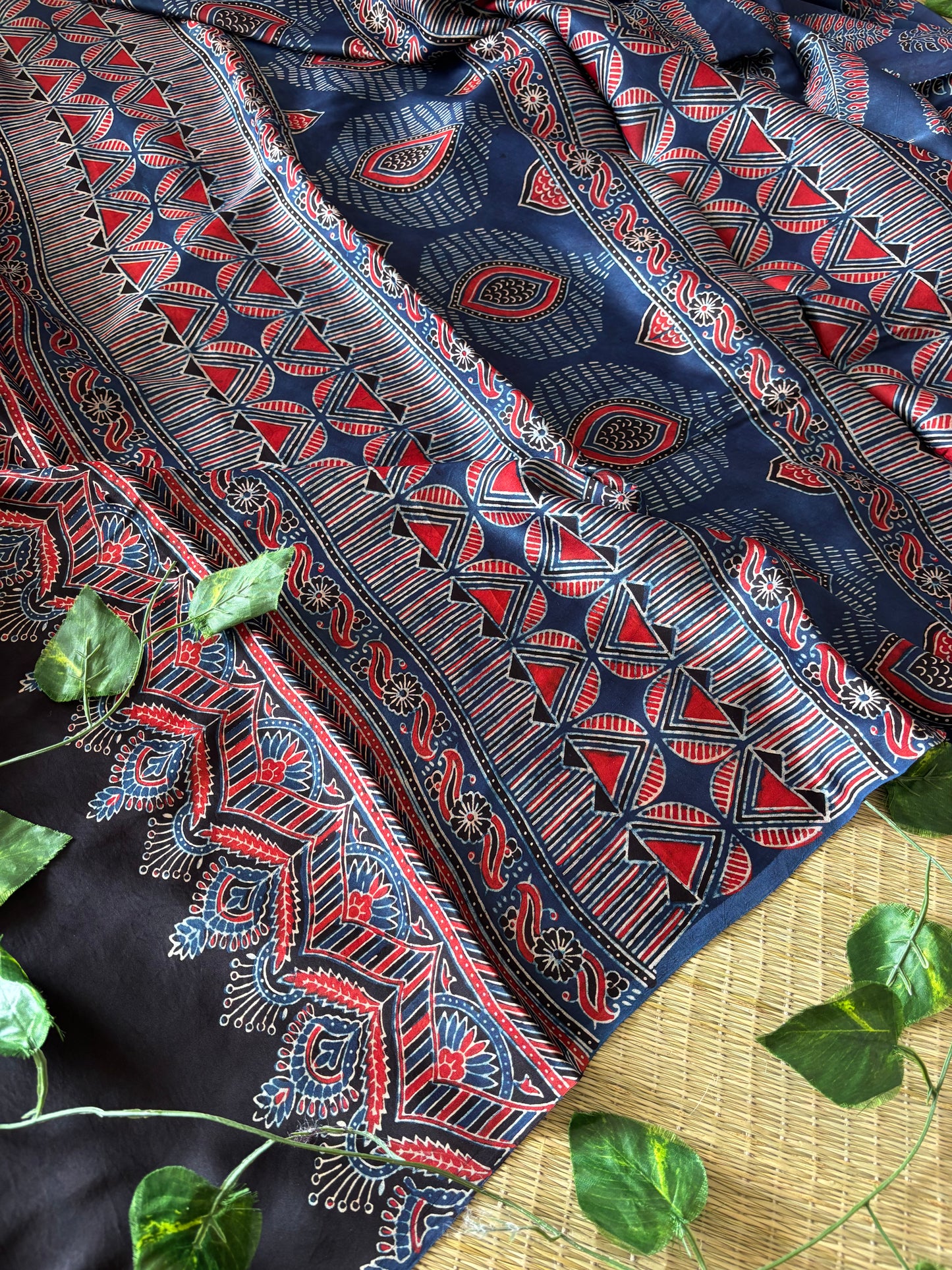 Ajrakh Modal Silk Saree