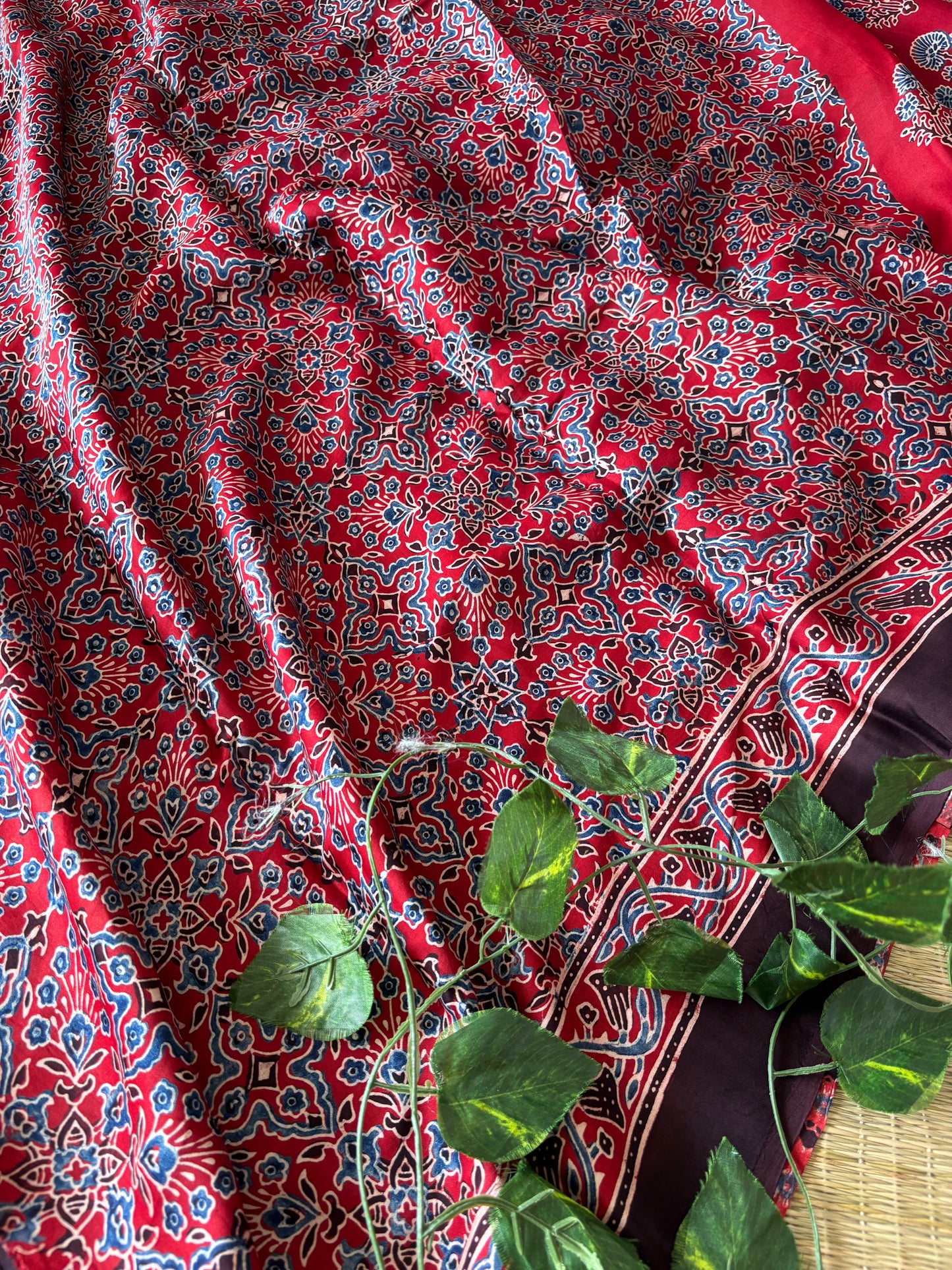 Ajrakh Modal Silk Saree