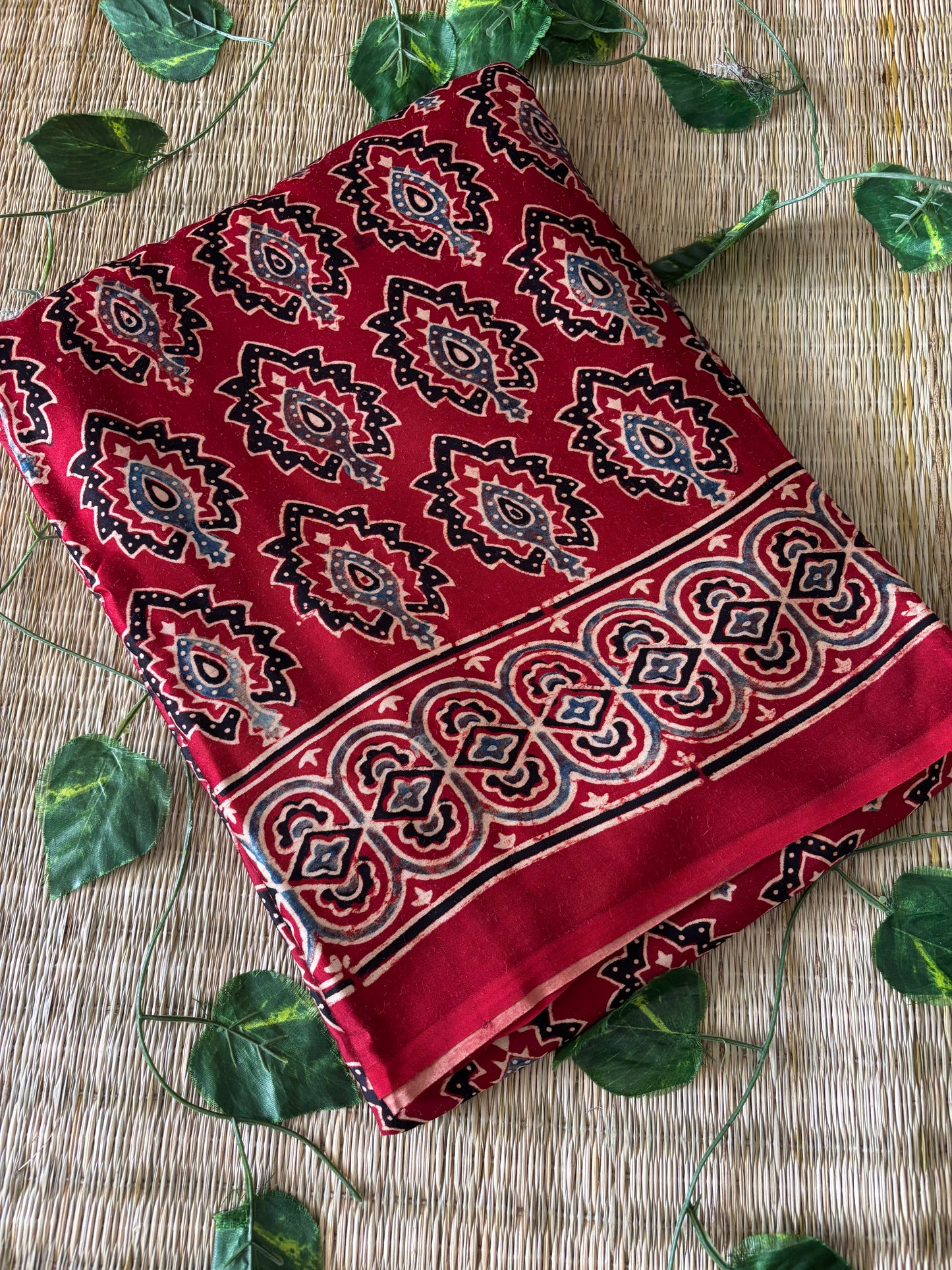Ajrakh Modal Silk Saree