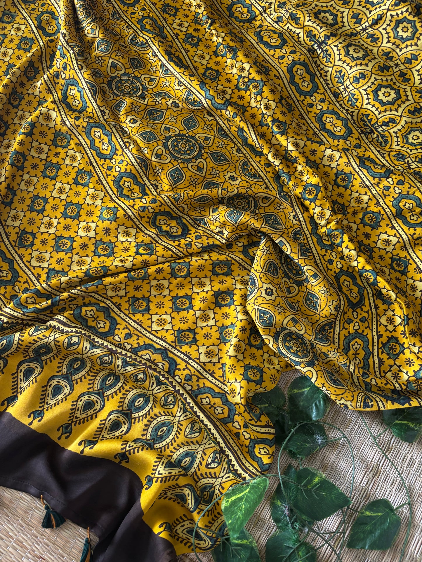 Ajrakh Modal Silk Saree