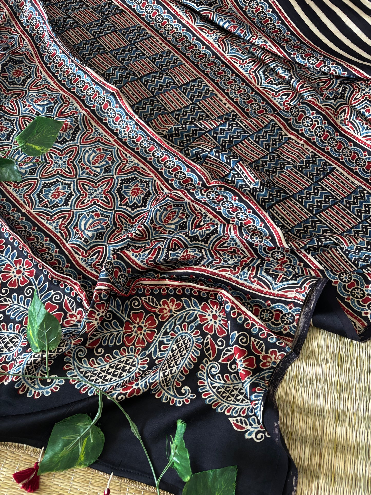 Ajrakh Modal Silk Saree