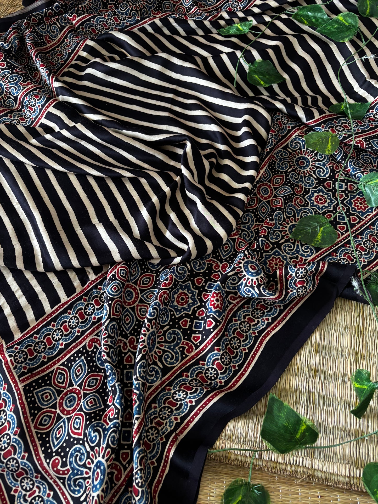 Ajrakh Modal Silk Saree