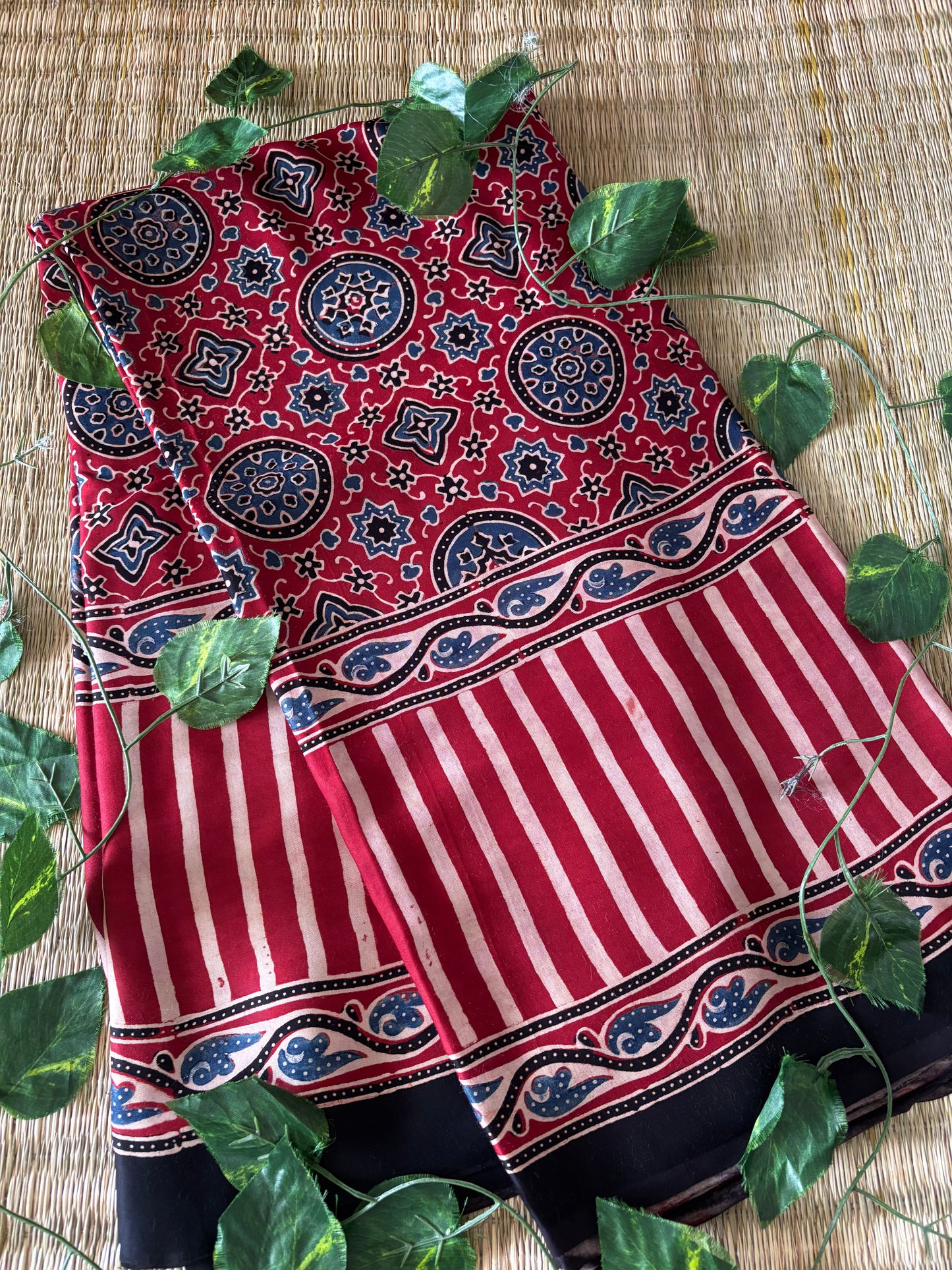 Ajrakh Modal Silk Saree