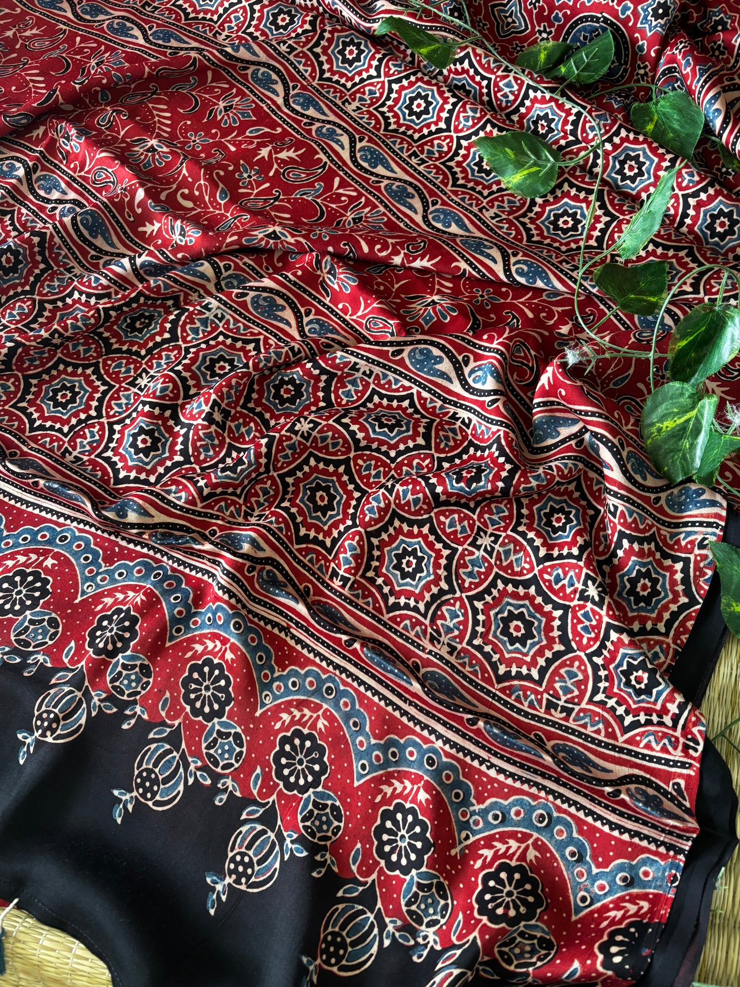 Ajrakh Modal Silk Saree