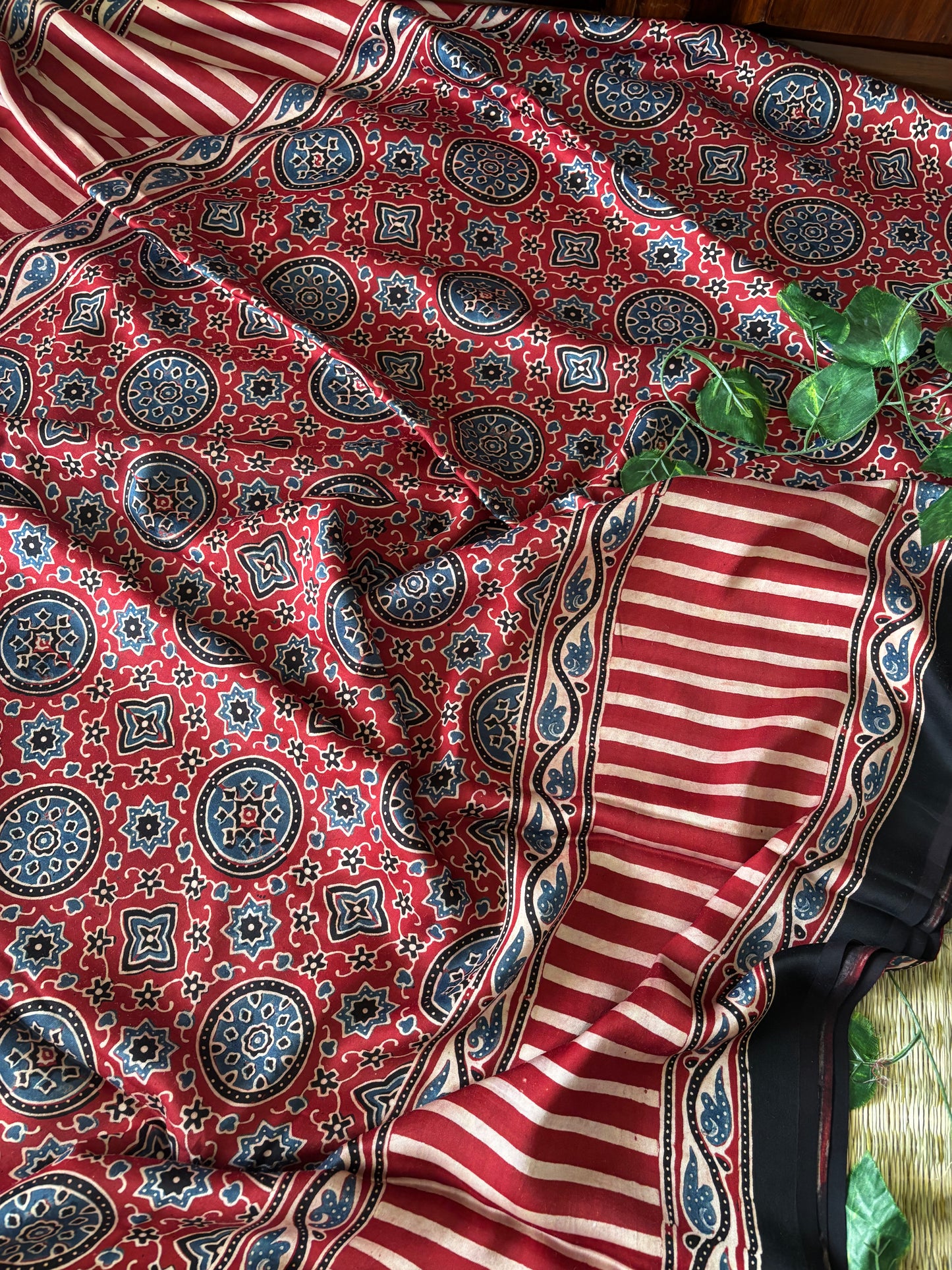 Ajrakh Modal Silk Saree