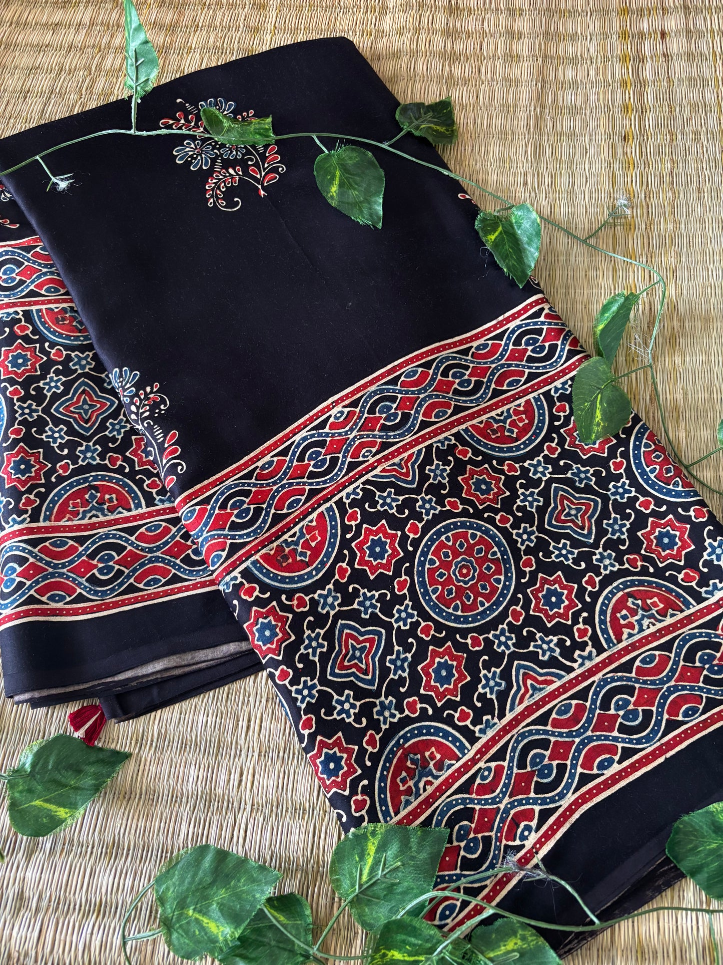 Ajrakh Modal Silk Saree