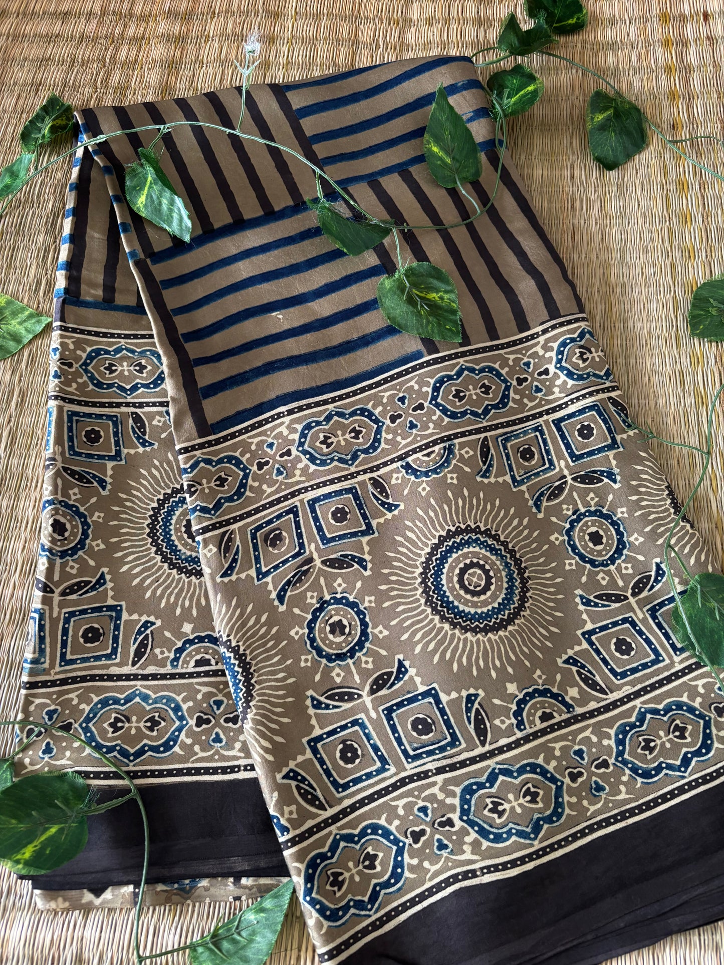 Ajrakh Modal Silk Saree