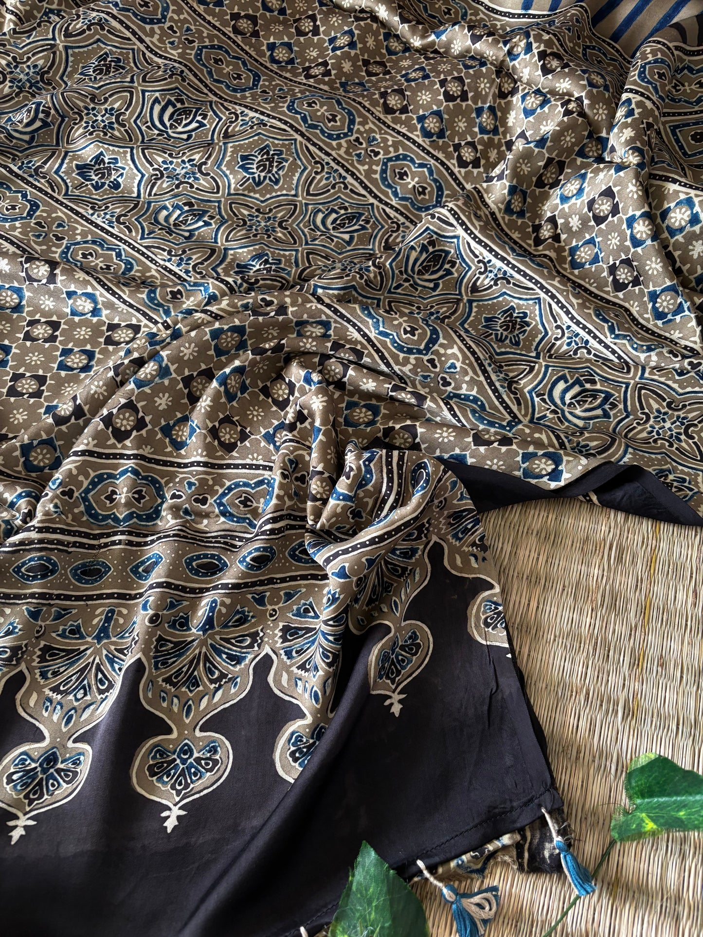 Ajrakh Modal Silk Saree