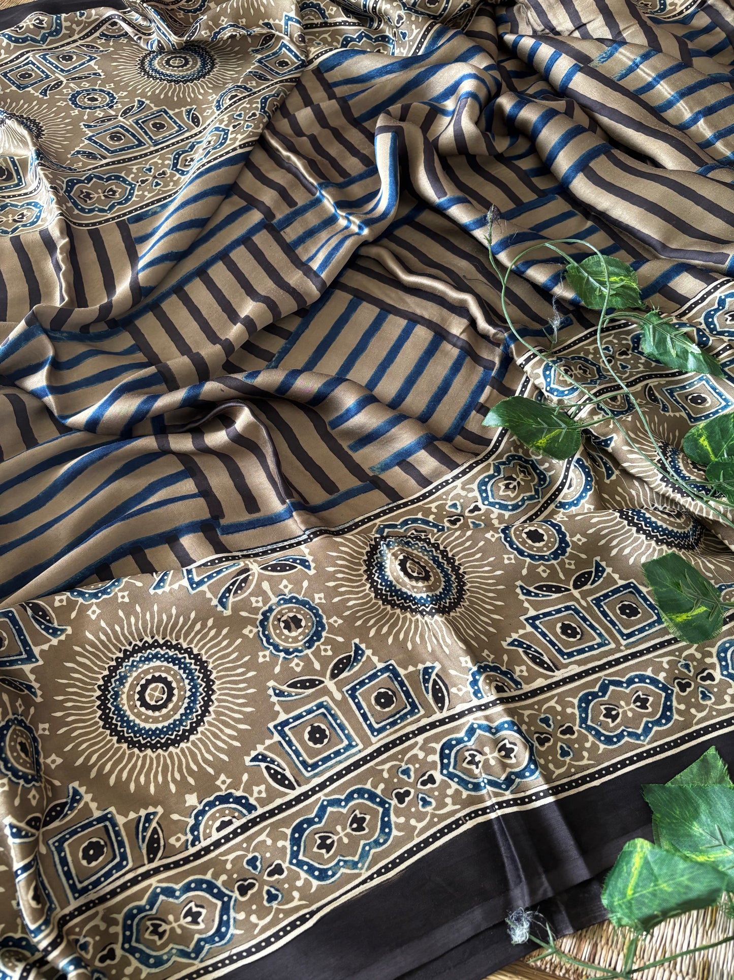 Ajrakh Modal Silk Saree