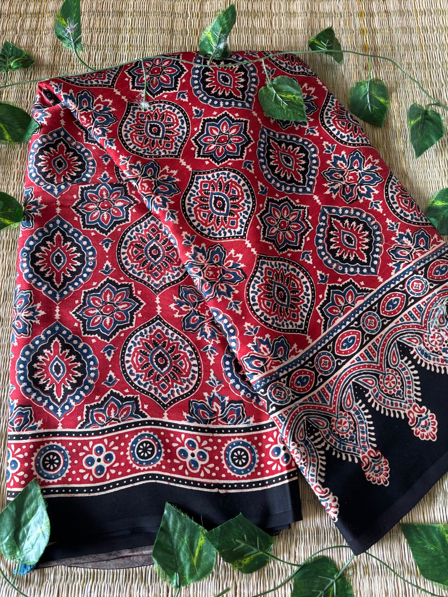 Ajrakh Modal Silk Saree