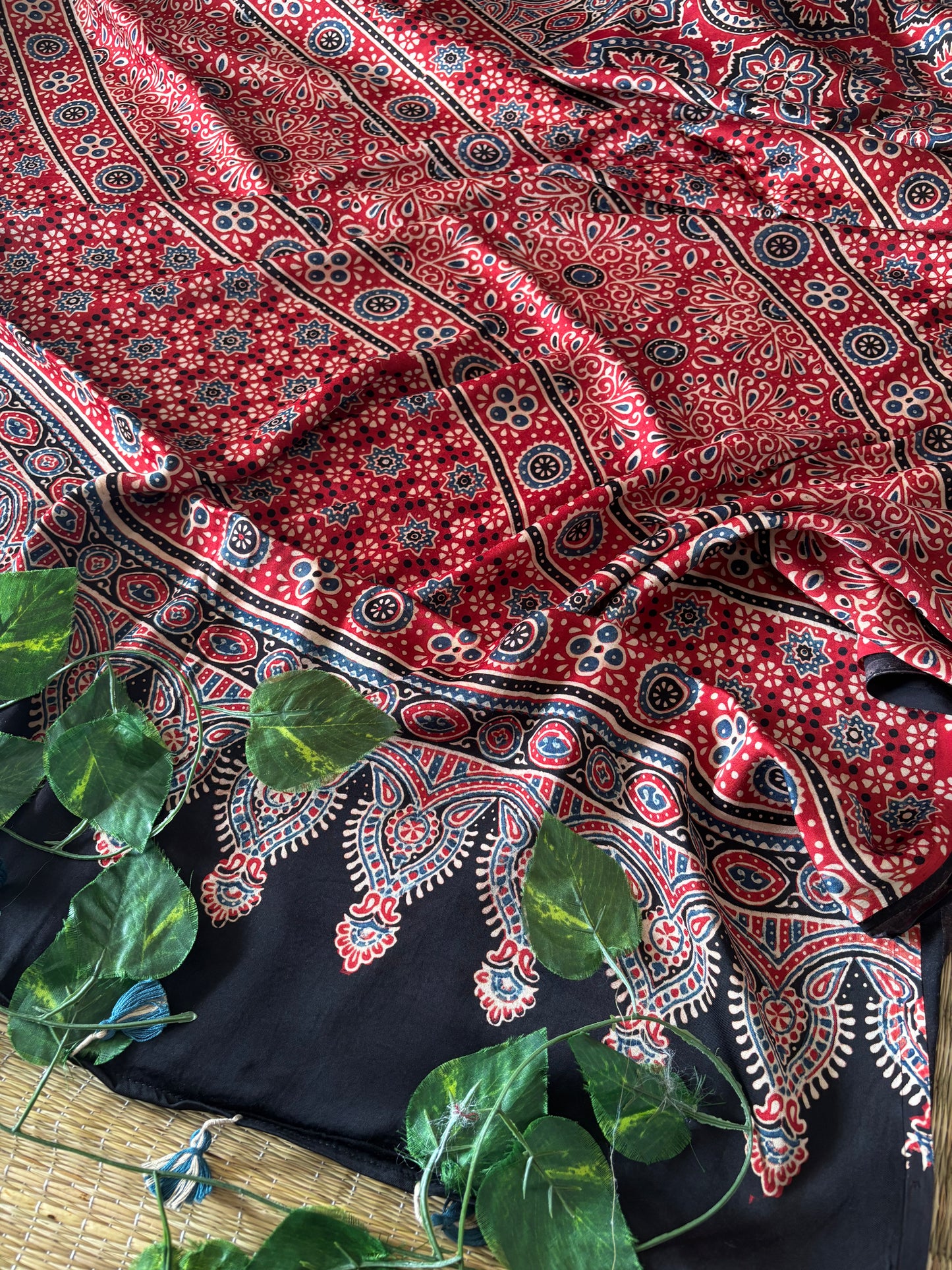 Ajrakh Modal Silk Saree