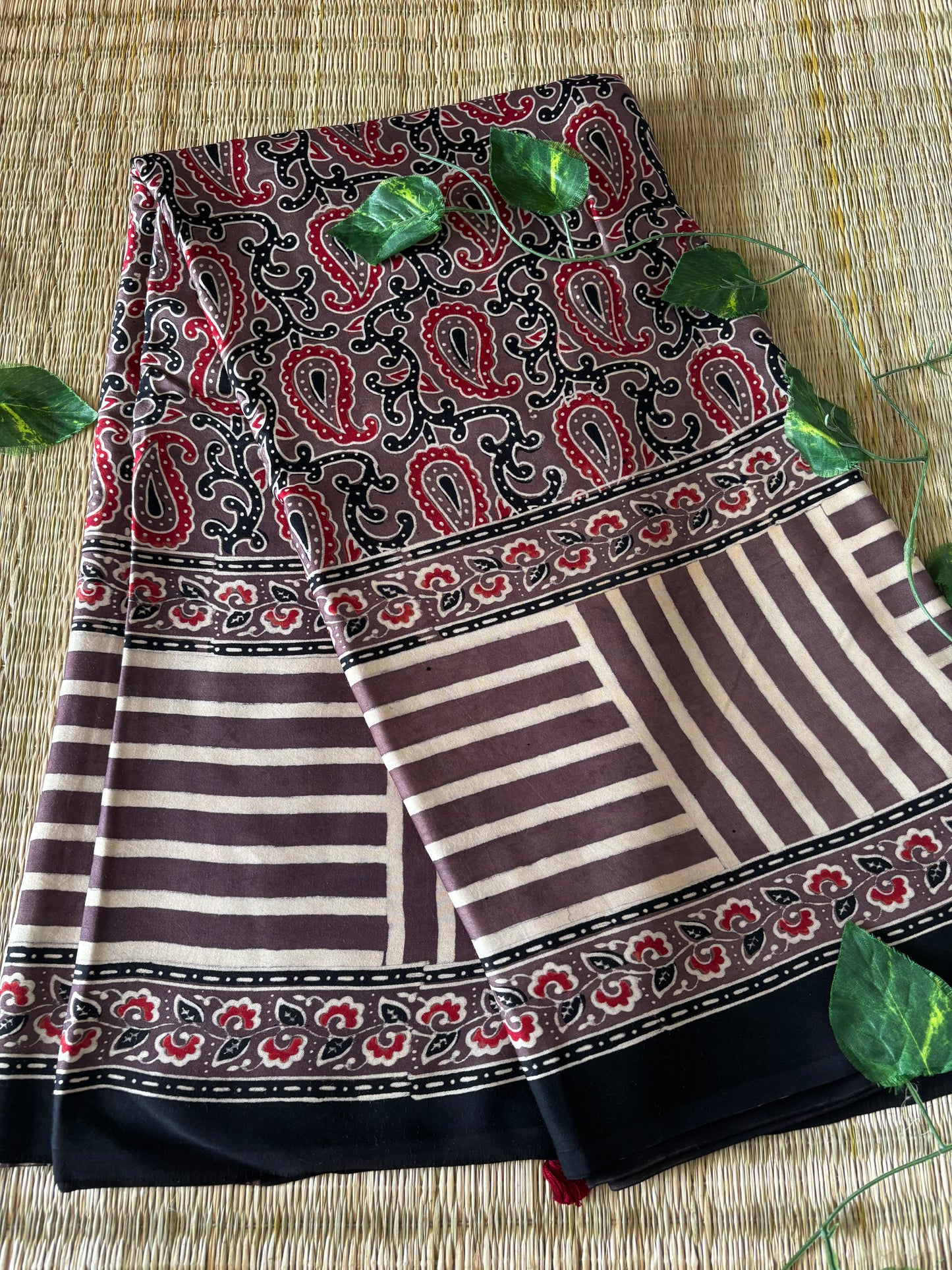 Ajrakh Modal Silk Saree