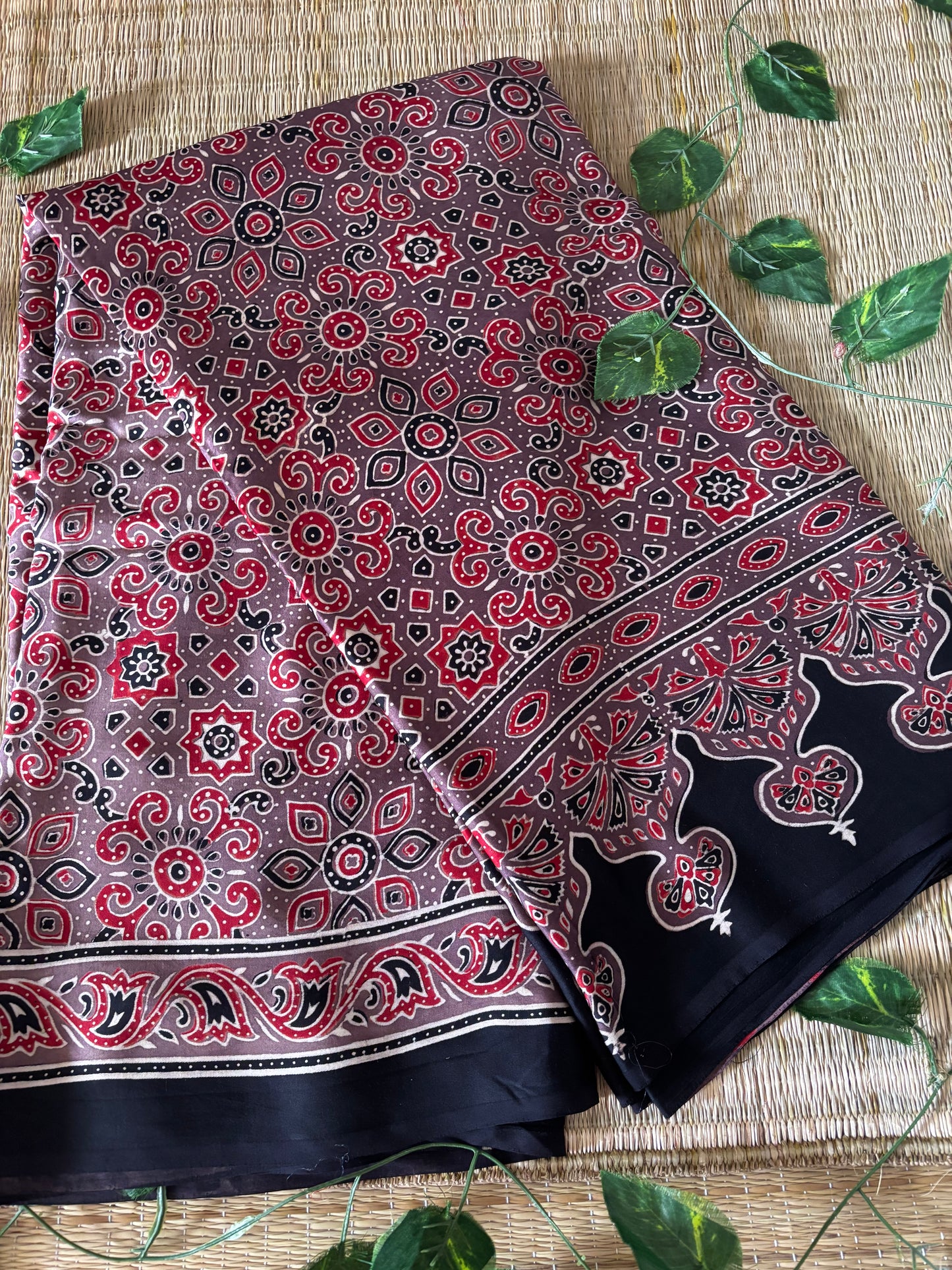 Ajrakh Modal Silk Saree