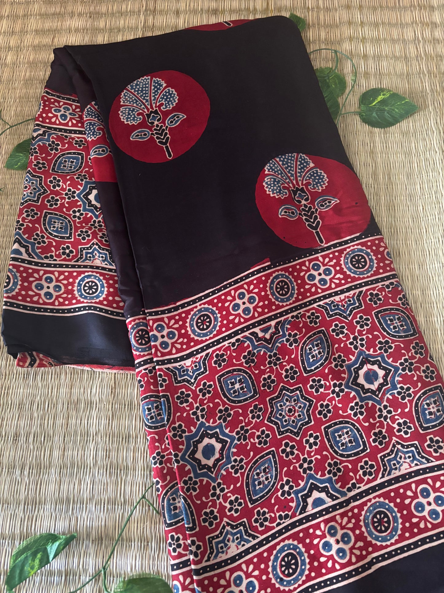 Ajrakh Modal Silk Saree