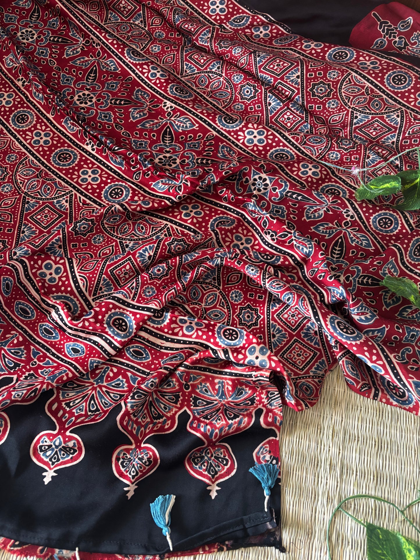 Ajrakh Modal Silk Saree