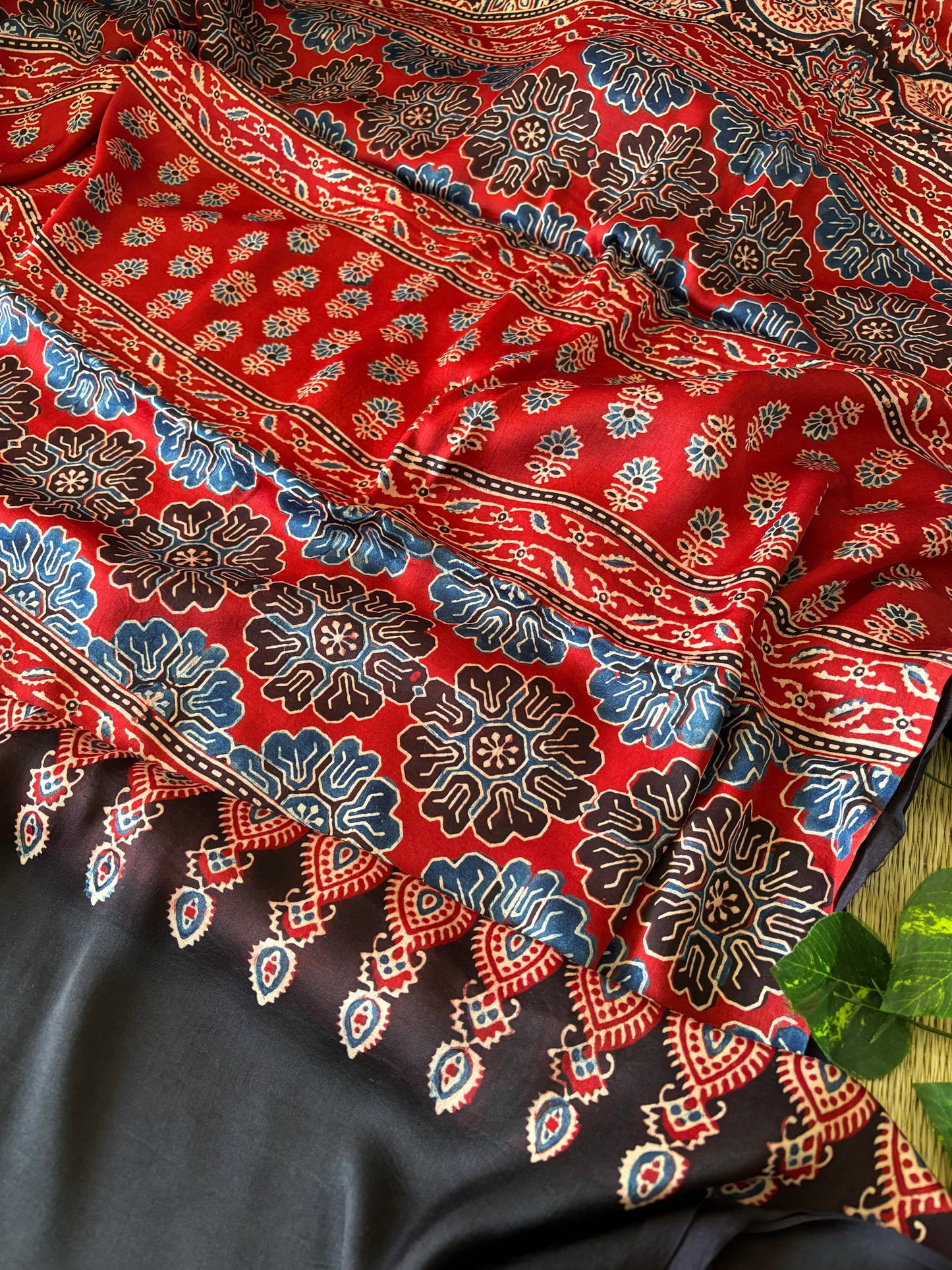 Ajrakh Modal Silk Saree