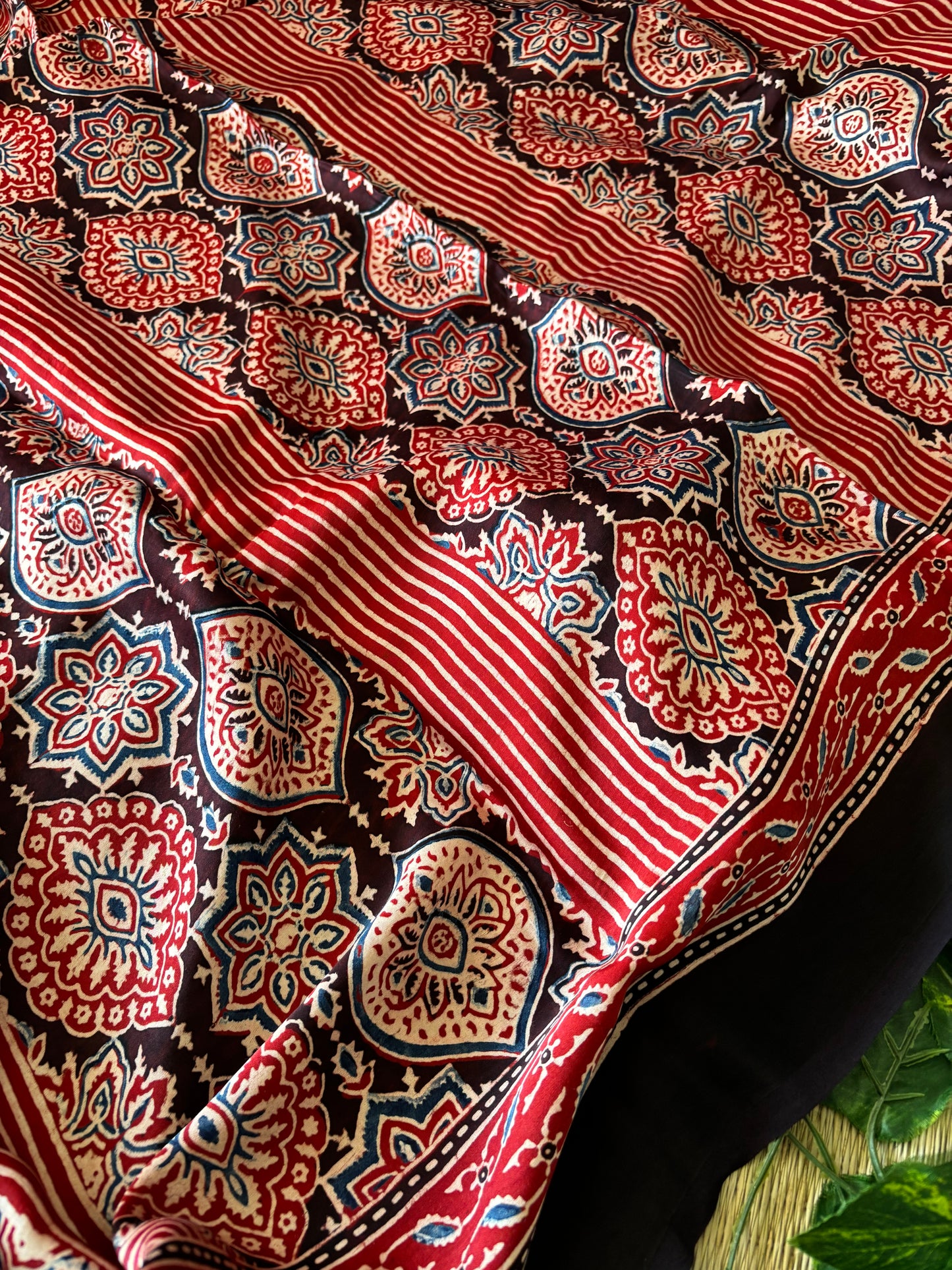 Ajrakh Modal Silk Saree