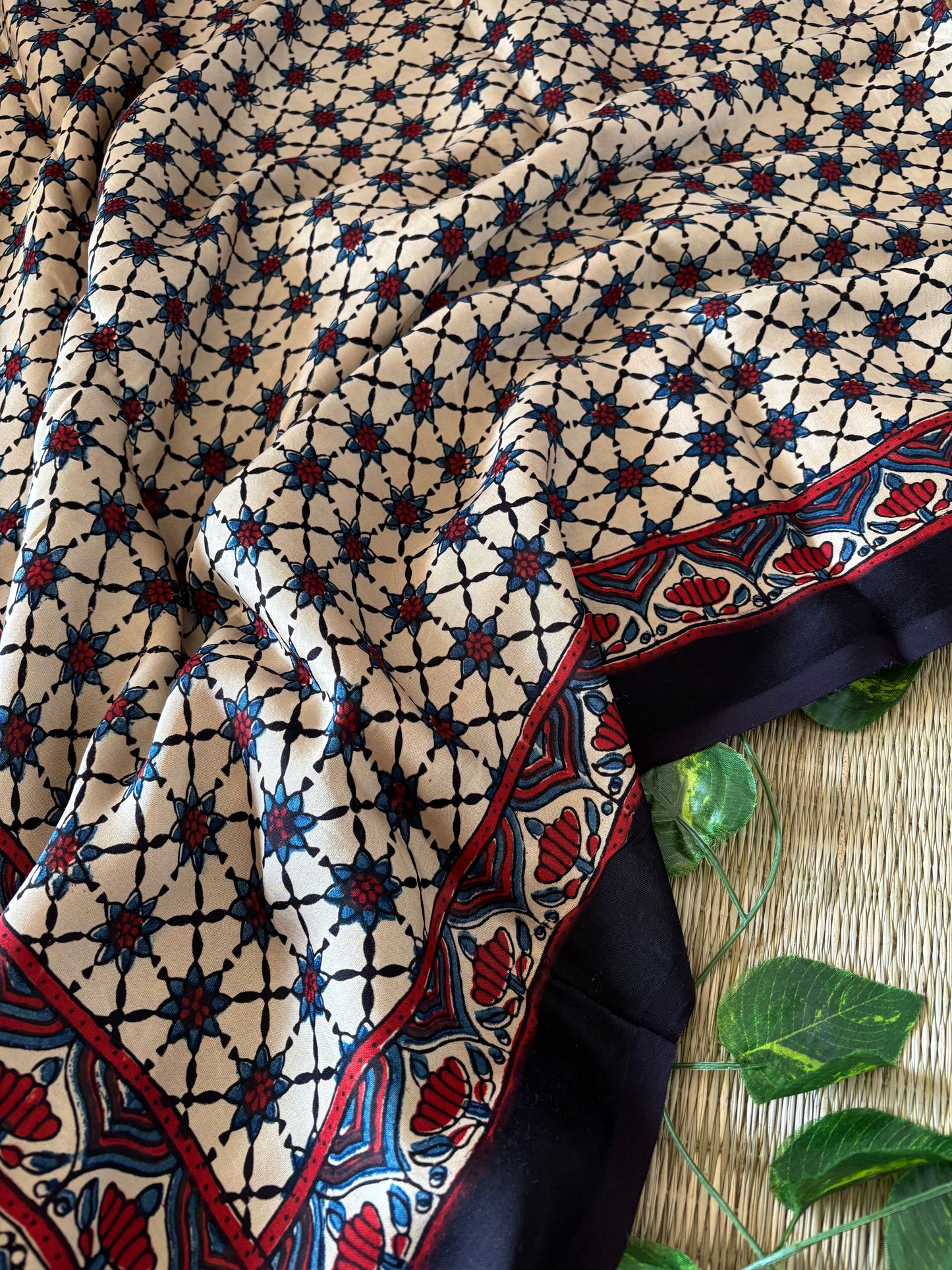 Ajrakh Modal Silk Saree