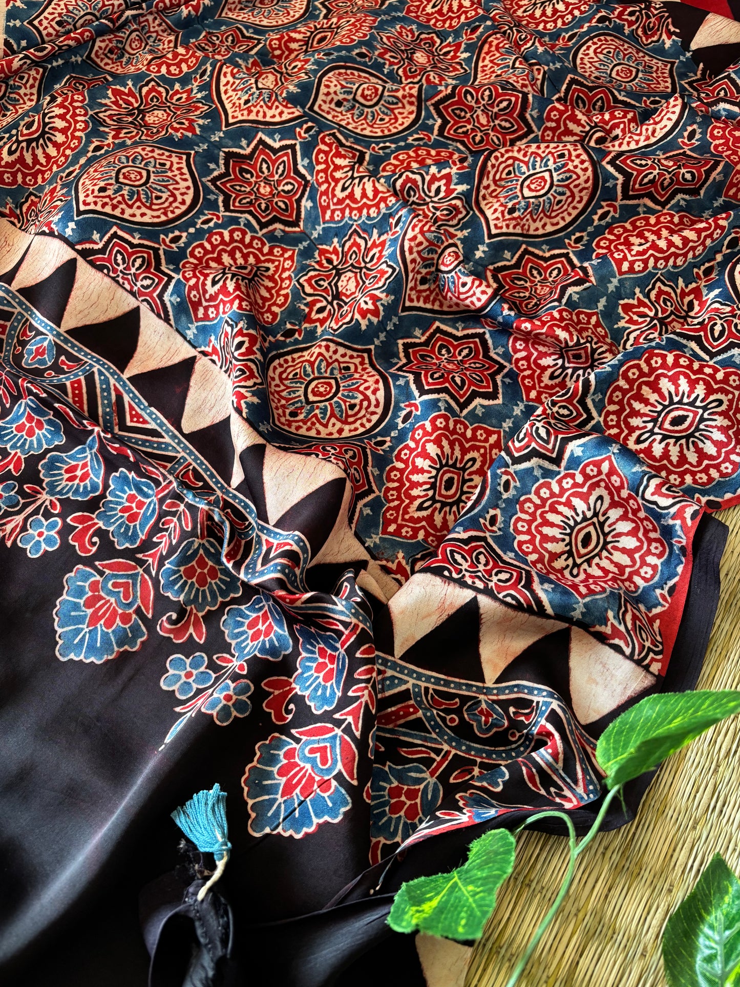 Ajrakh Modal Silk Saree