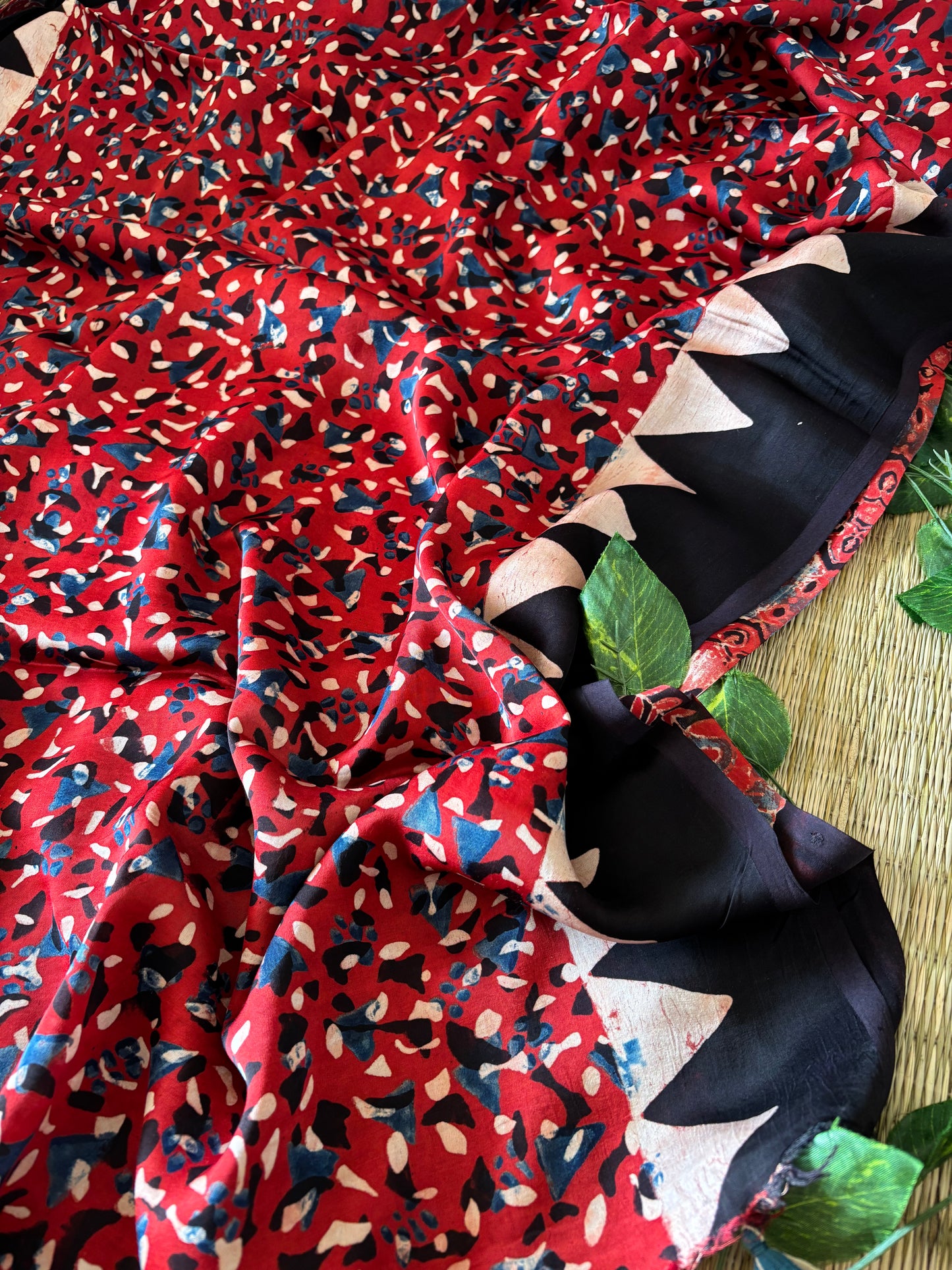 Ajrakh Modal Silk Saree