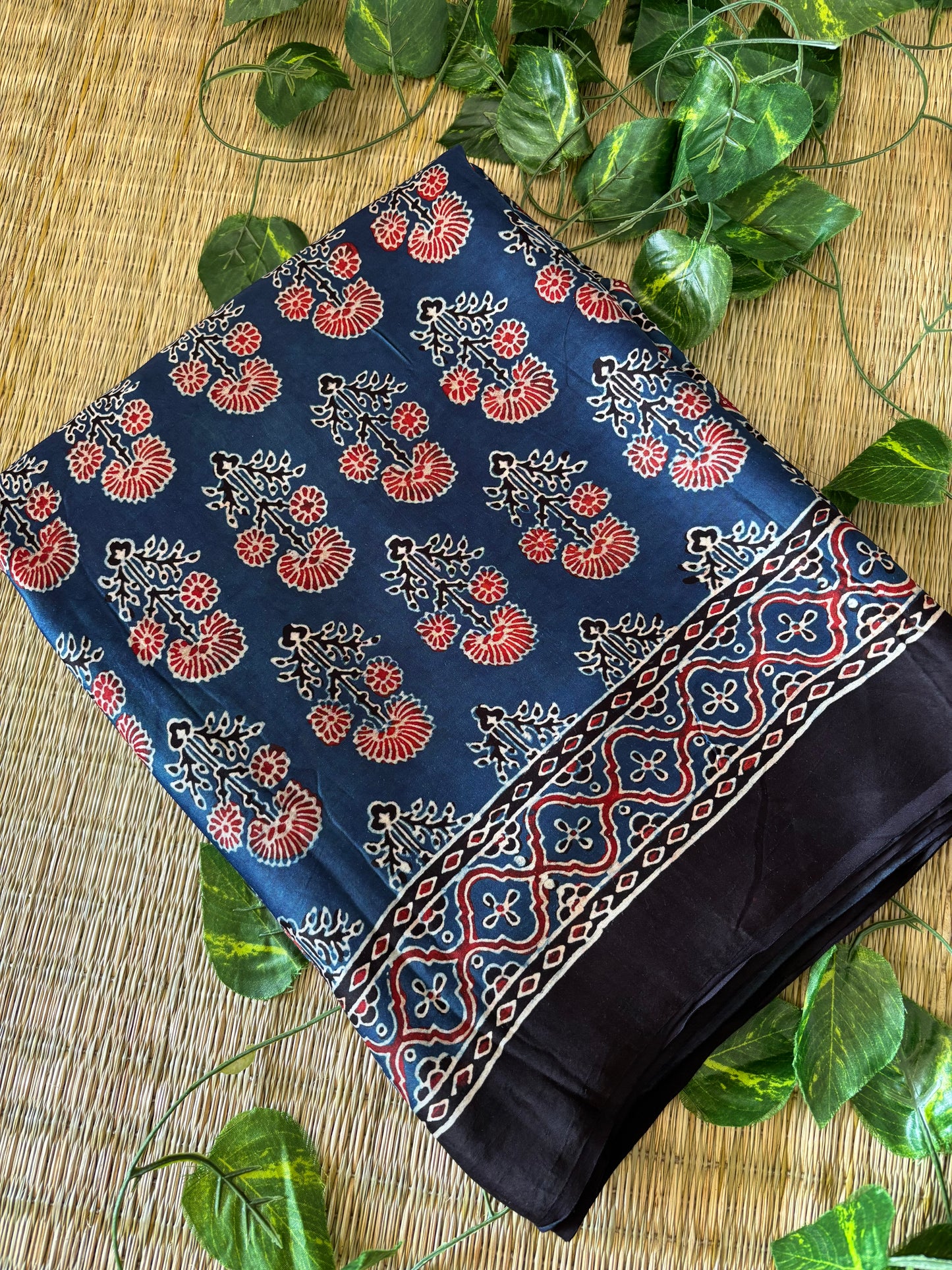 Ajrakh Modal Silk Saree