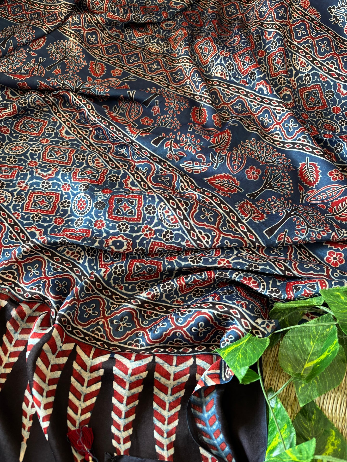Ajrakh Modal Silk Saree