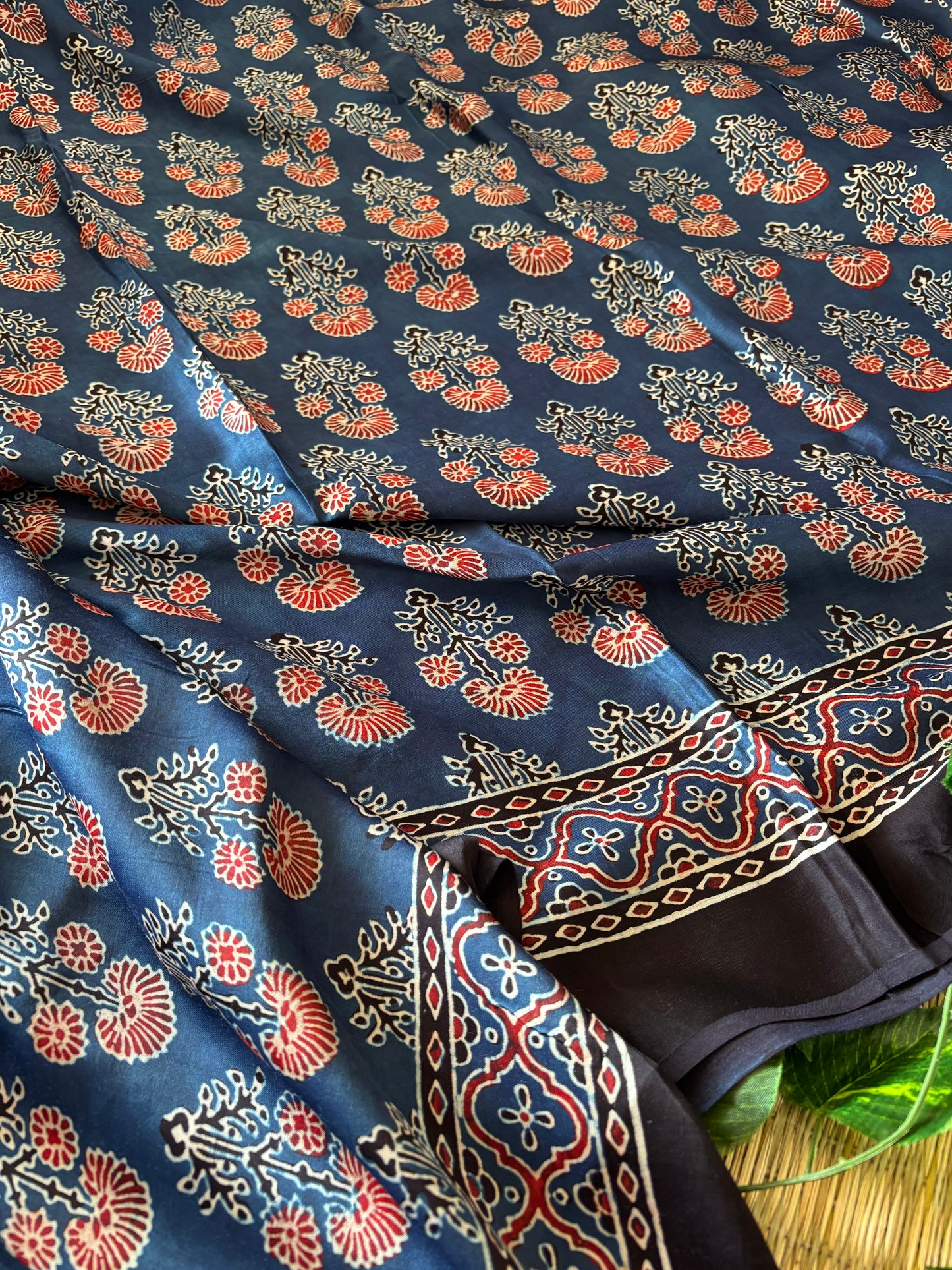 Ajrakh Modal Silk Saree