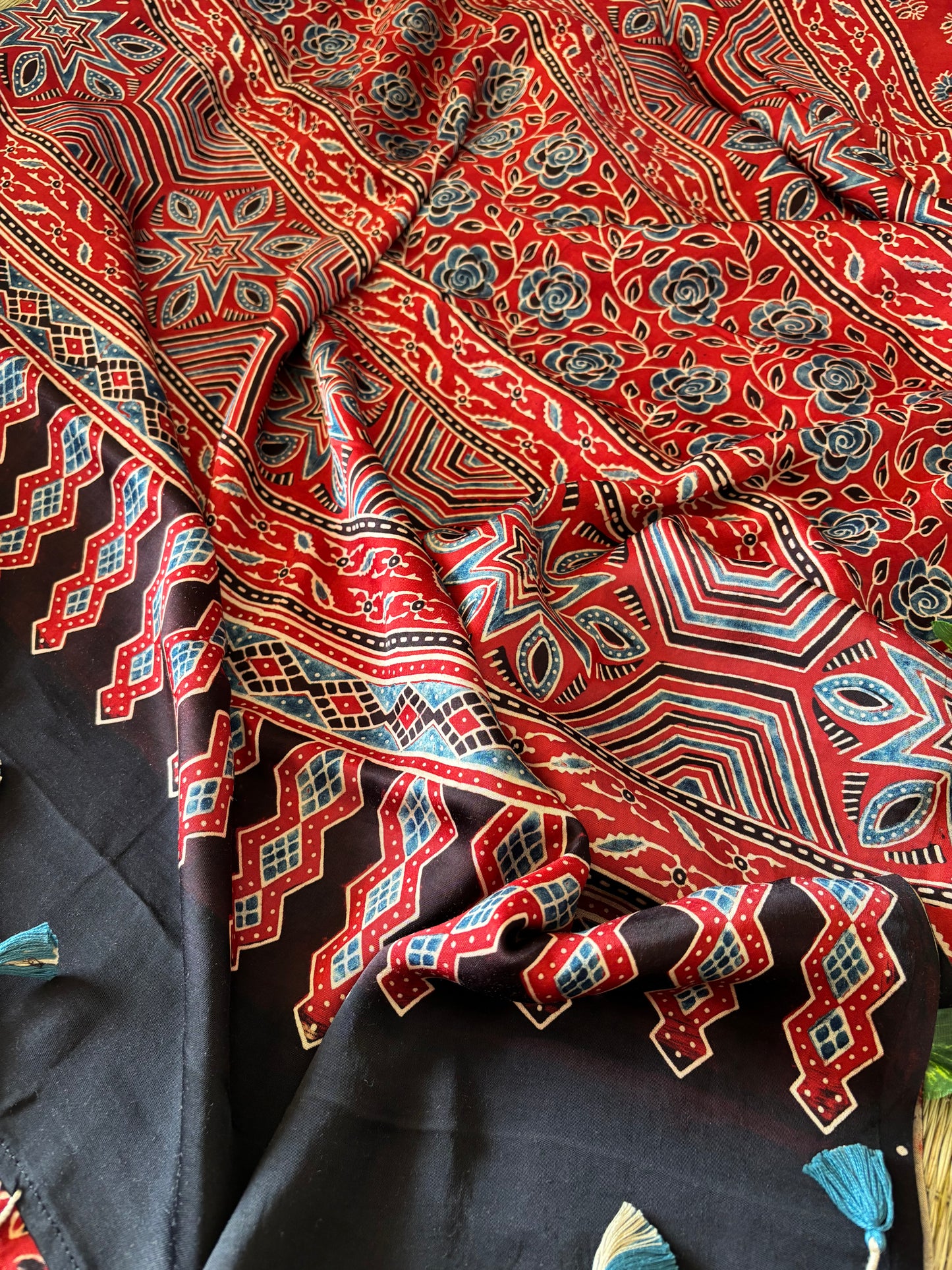 Ajrakh Modal Silk Saree