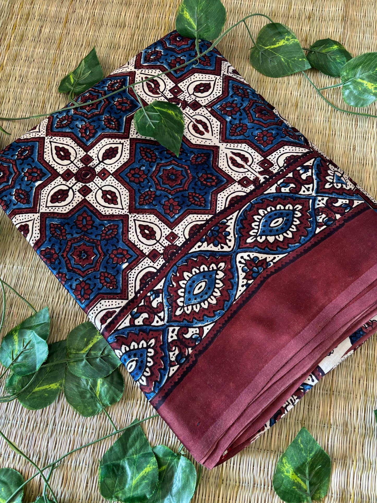 Ajrakh Modal Silk Saree