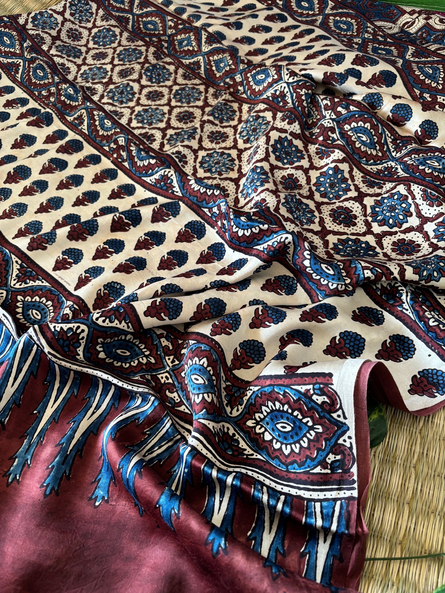 Ajrakh Modal Silk Saree