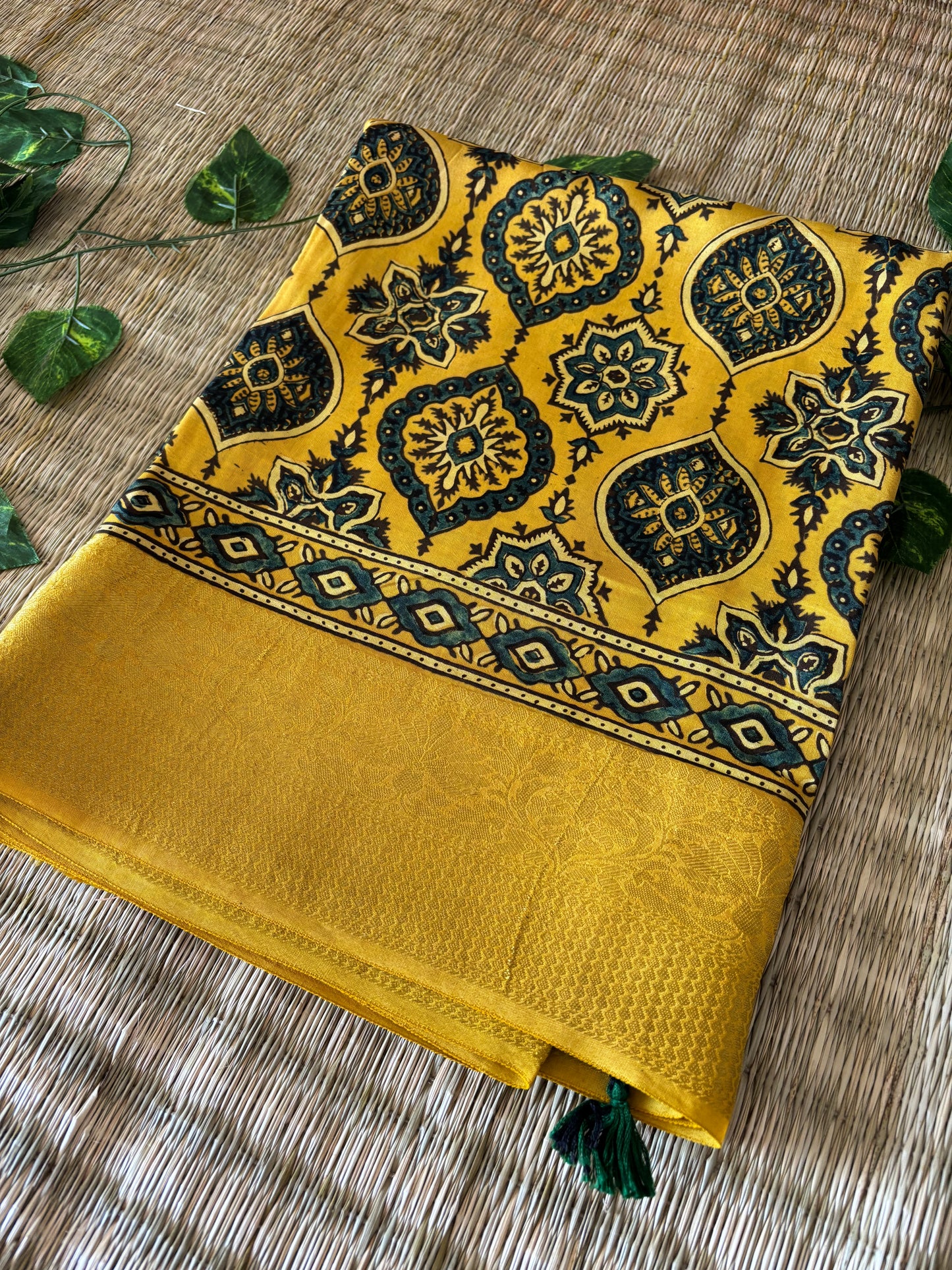 Ajrakh Dola Silk Saree