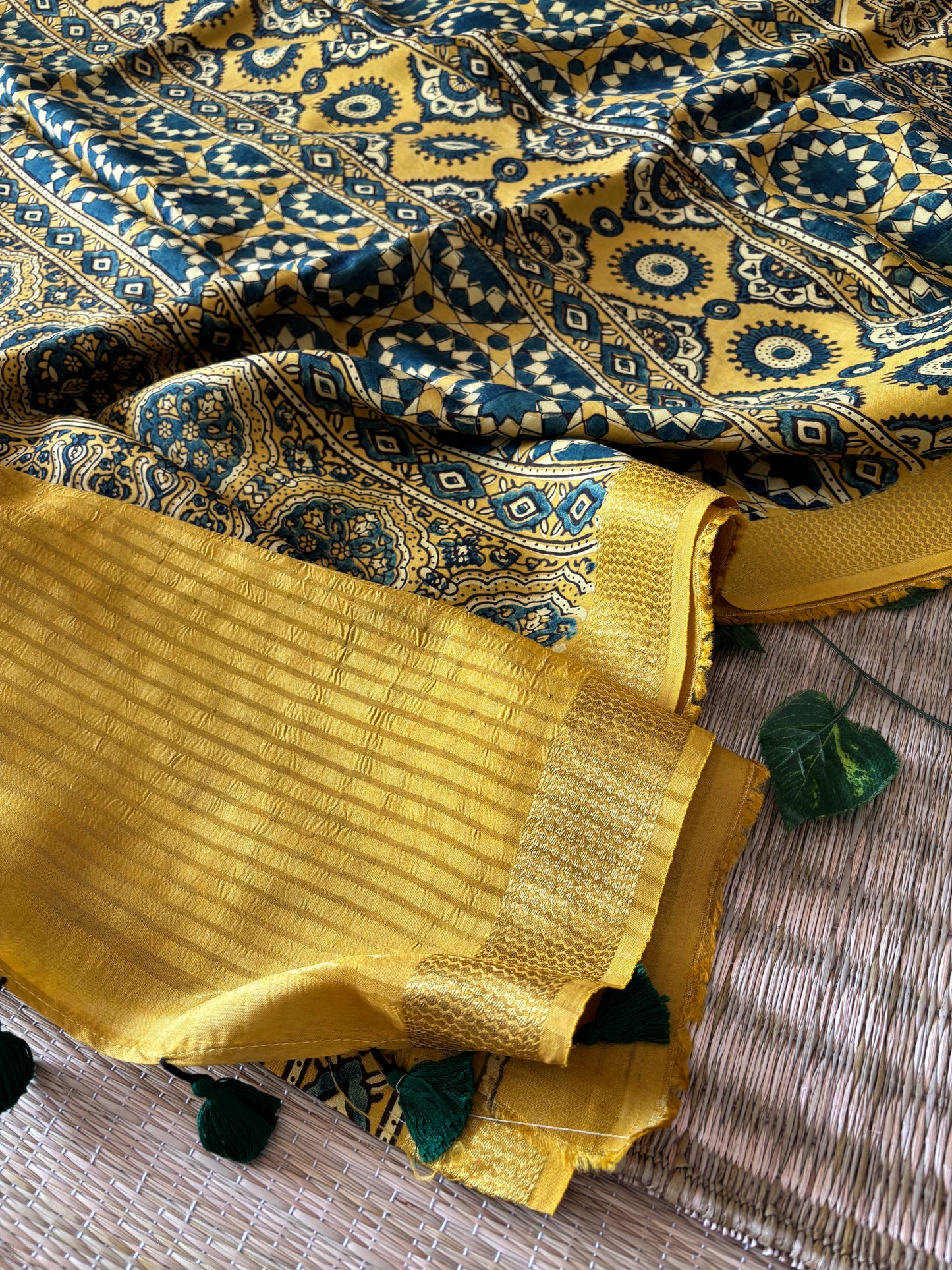 Ajrakh Dola Silk Saree